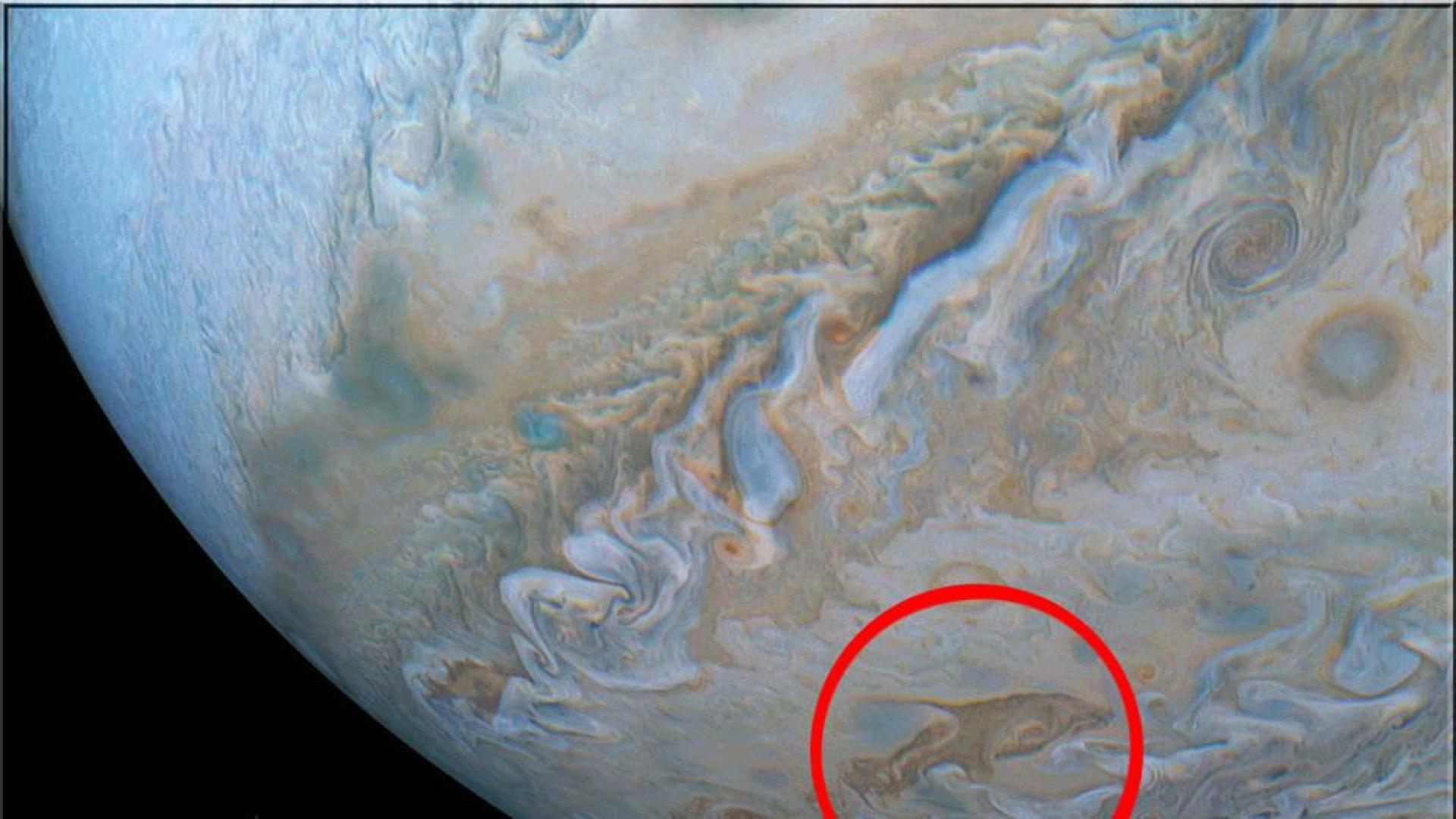 La nave espacial Juno capta un 'delfín' entre las nubes de Júpiter