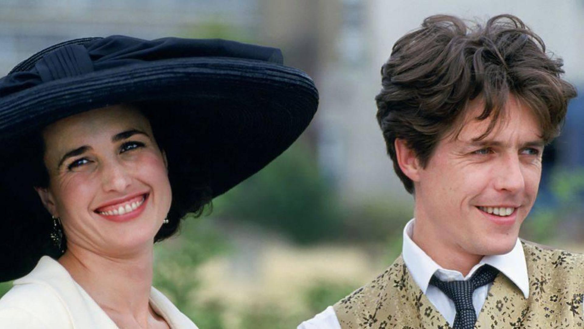 Andie MacDowell y Hugh Grant, los protagonistas de 'Cuatro bodas y un funeral'