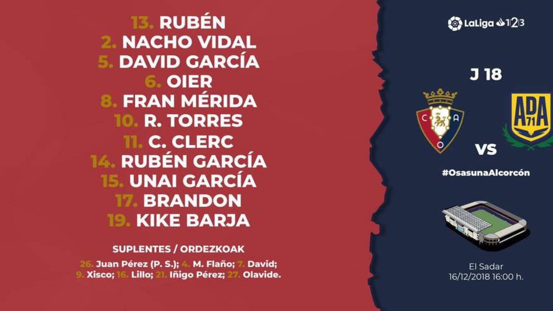 Villar se cae de la alineación por gripe y entra Kike Barja