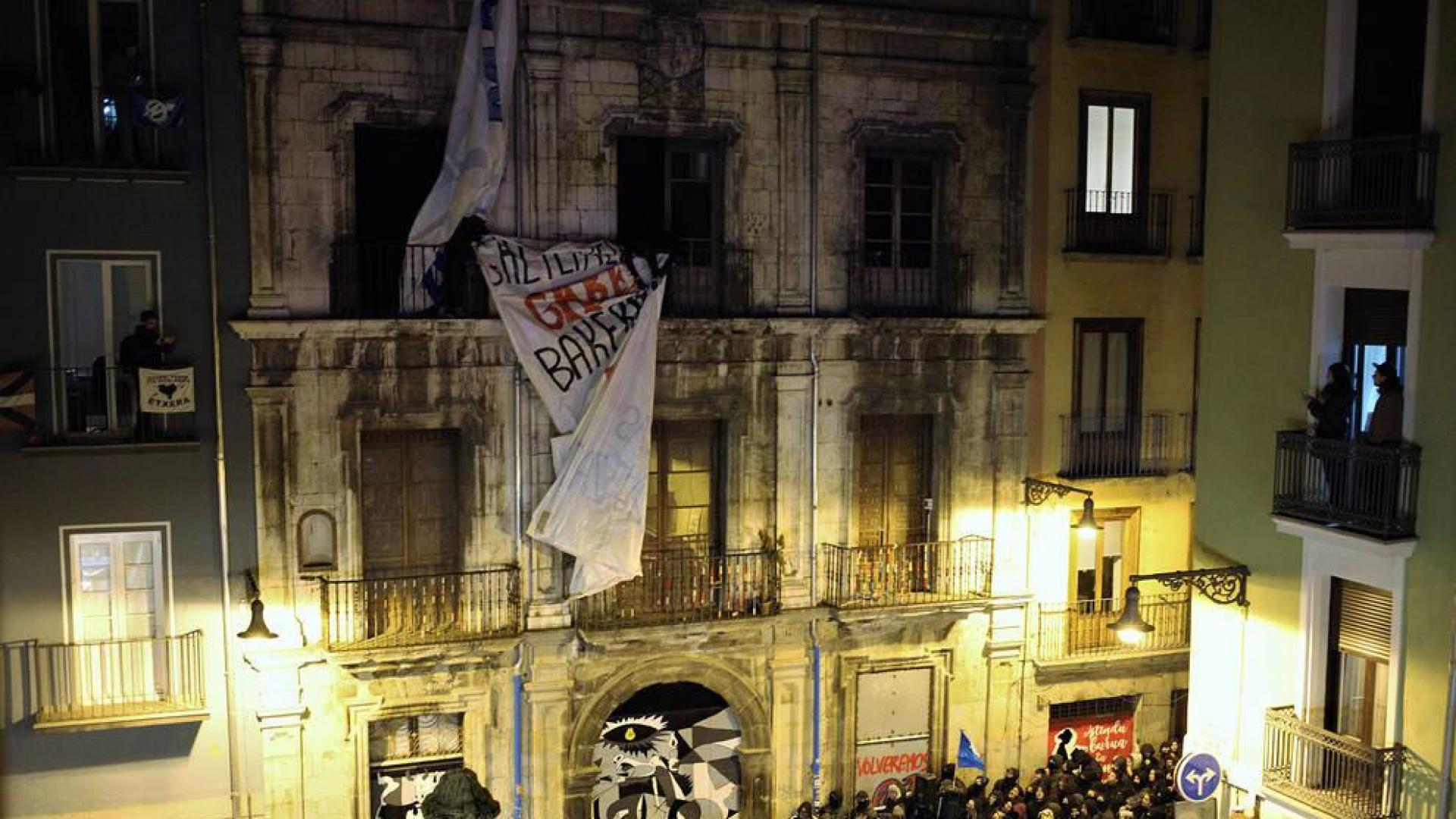 Manifestación en Pamplona en apoyo al gaztetxe Maravillas