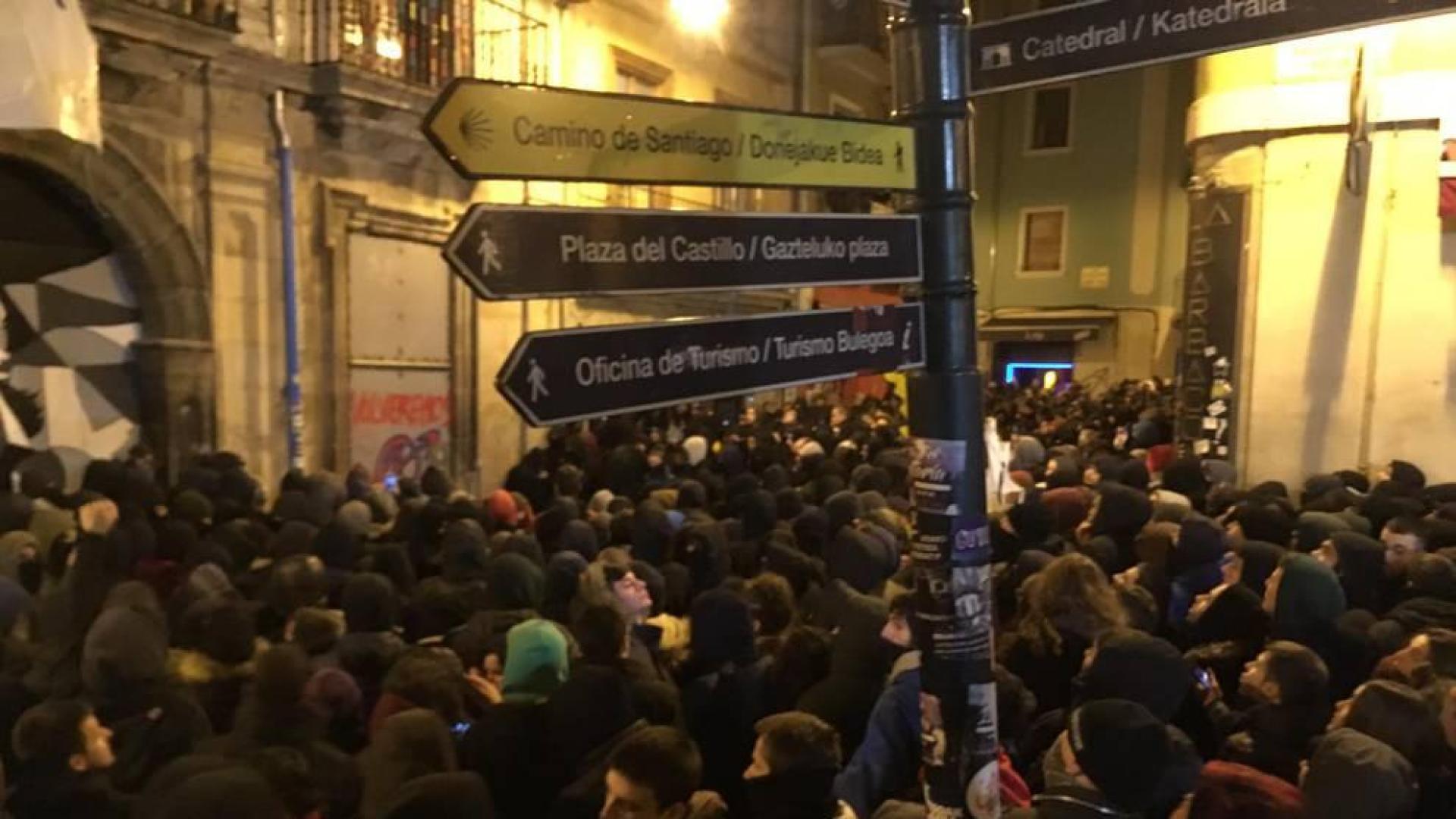 Manifestación en Pamplona en apoyo al gaztetxe Maravillas