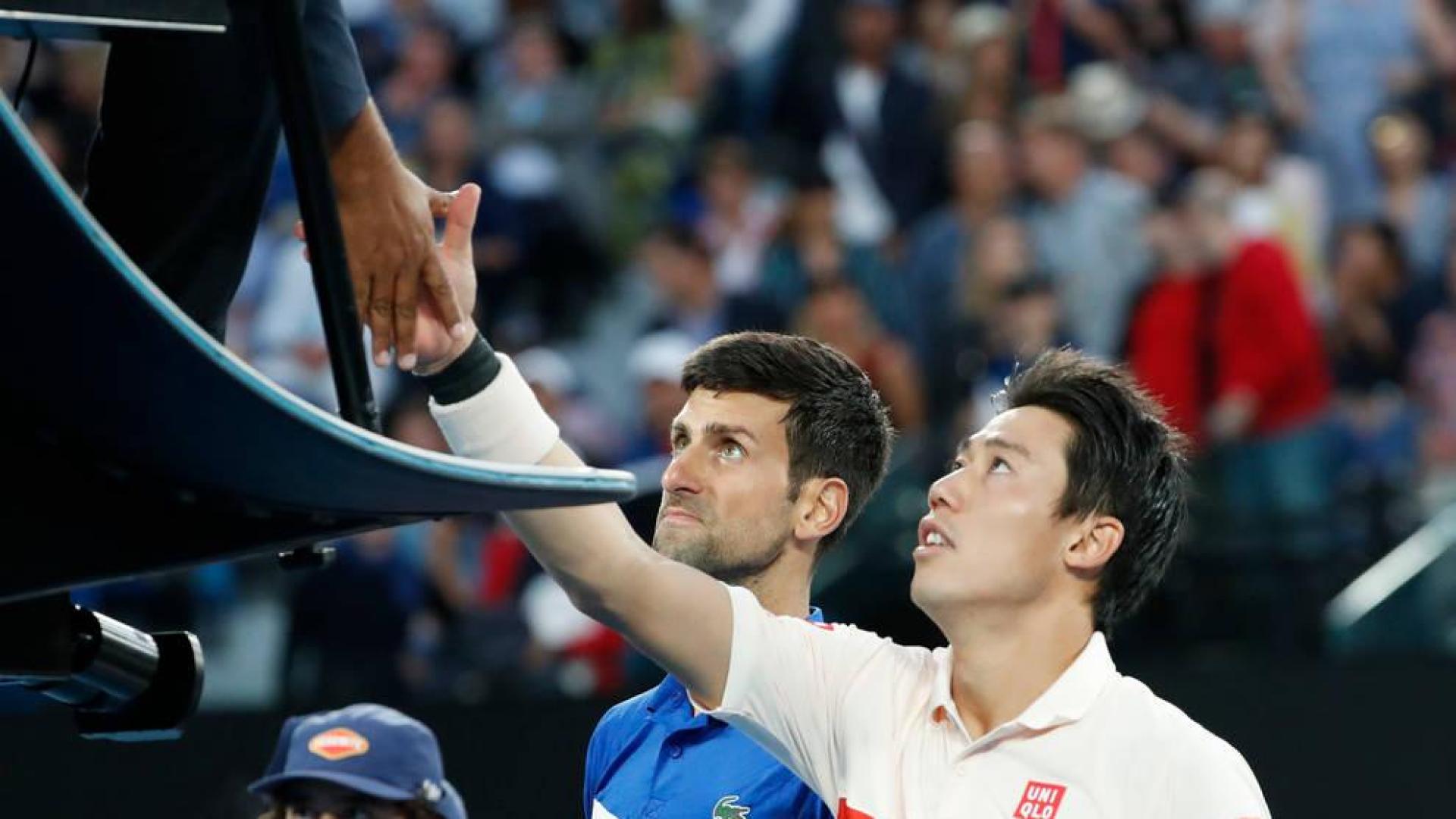 Djokovic aprovecha la retirada de Nishikori y buscará la final contra Pouille