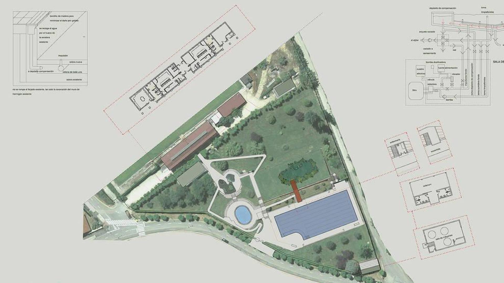 Recreación de las piscinas recogida en el proyecto elegido.