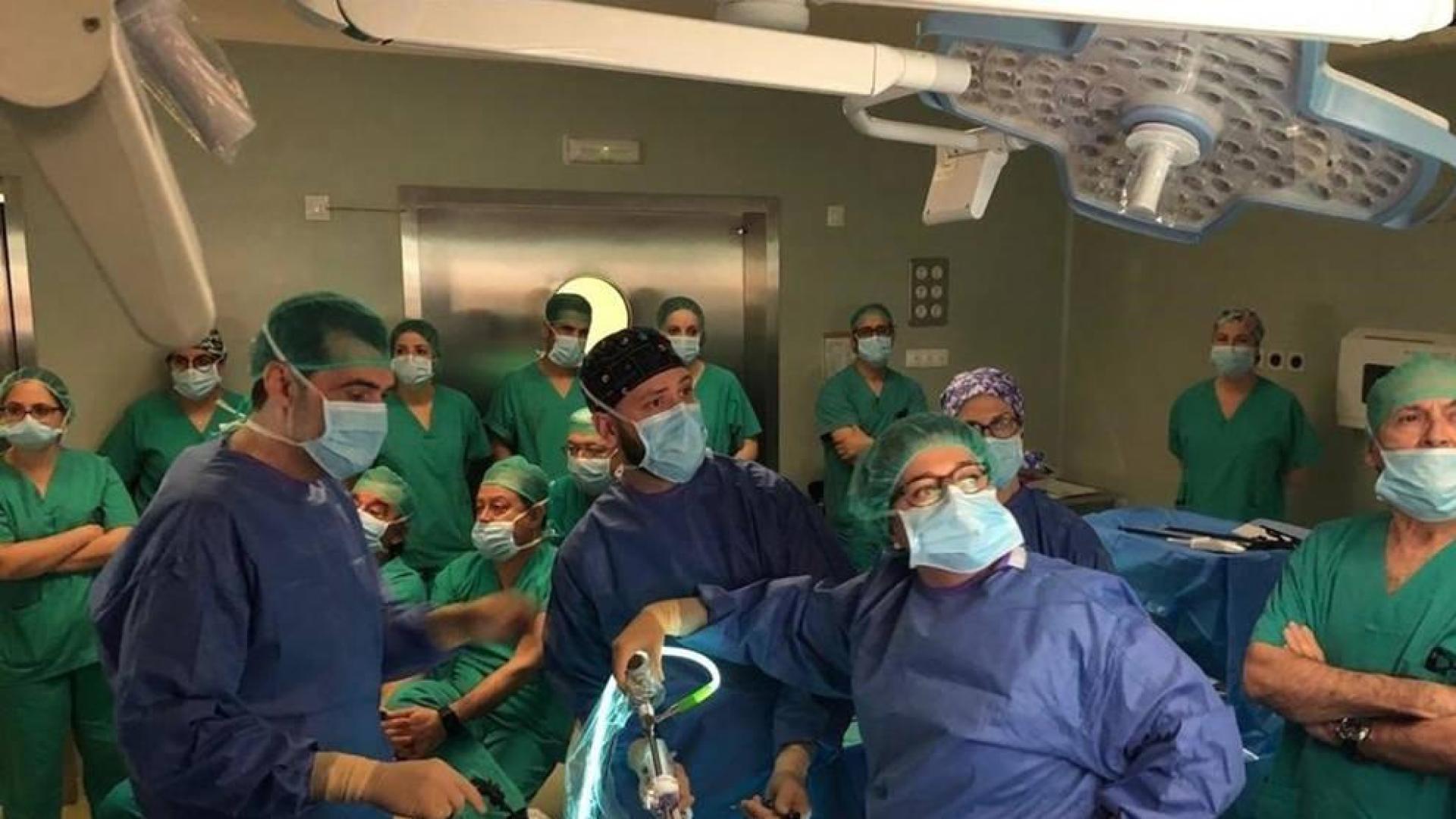 Asistentes a un curso del hospital reina Sofía de Tudela sobre un sistema de última generación que mejora el tratamiento quirúrgico del cáncer de colon.
