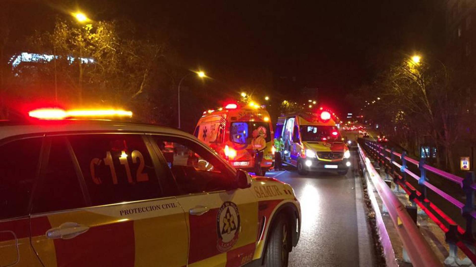 Efectivos de Emergencias de Madrid, en el lugar del accidente.