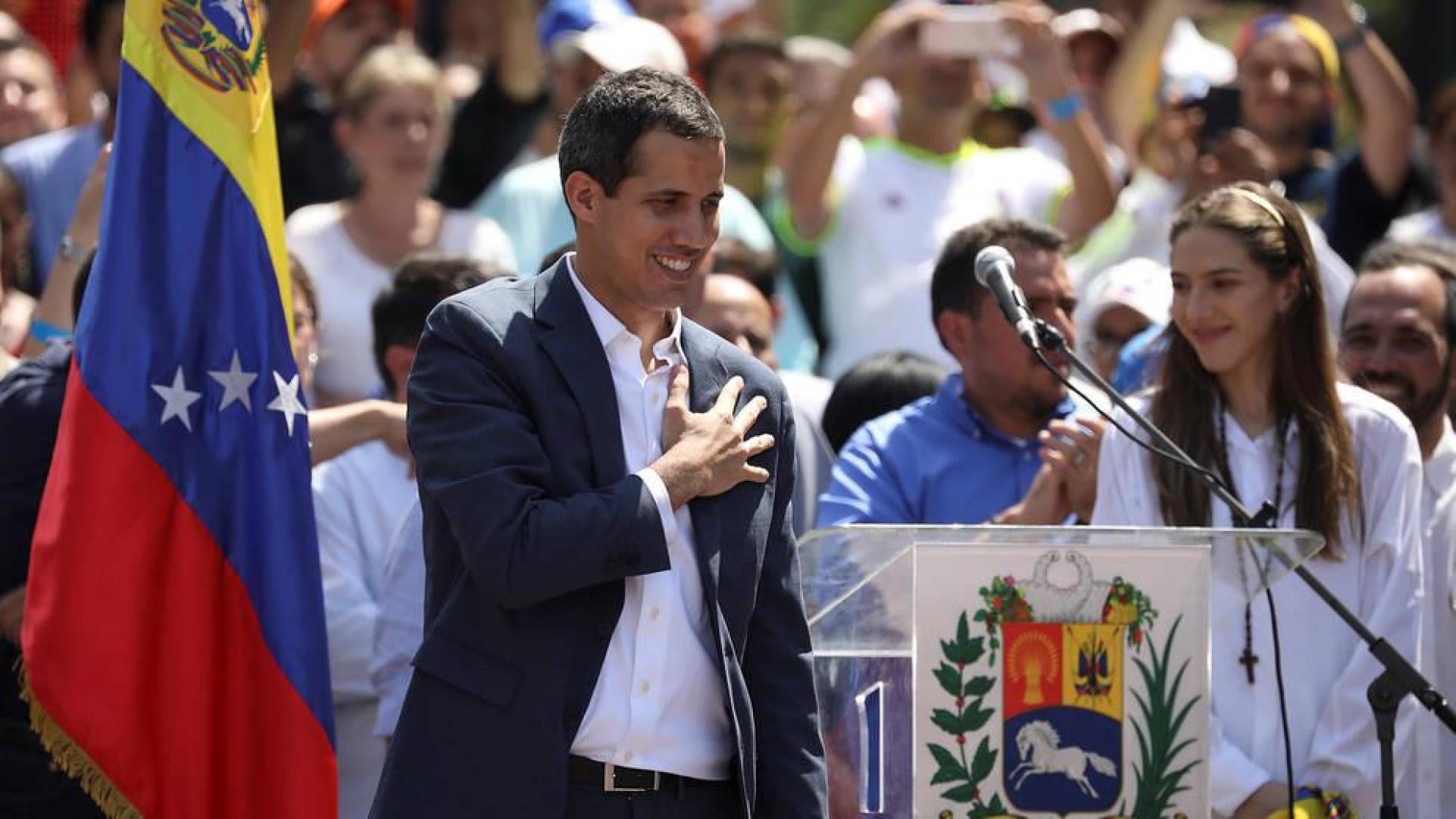 Juan Guaidó, durante la manifestación en Caracas contra Maduro.