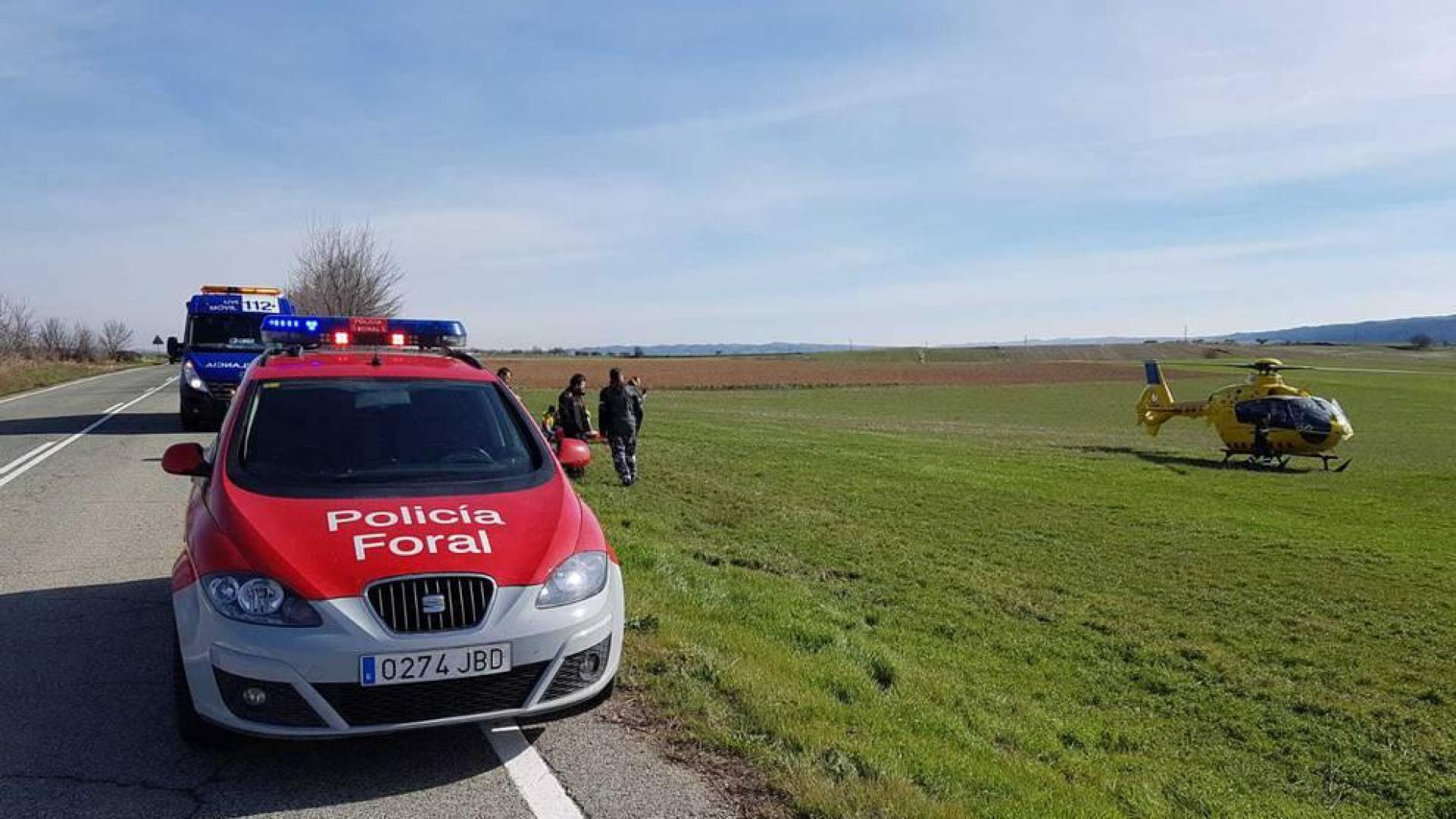 Un herido grave tras salirse una motocicleta de la vía en la NA-1110, en Sansol