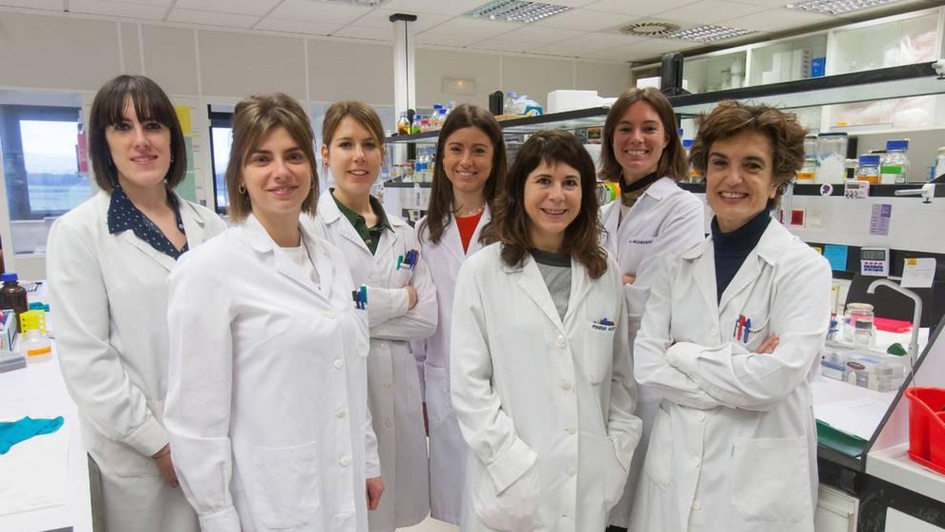 María Elizalde, Miriam Recalde, Maddalen Jiménez, María Gárate, María Azcona, María Arechederra y Carmen Berasain, las científicas del Programa de Hepatología del CIMA Universidad de Navarra.