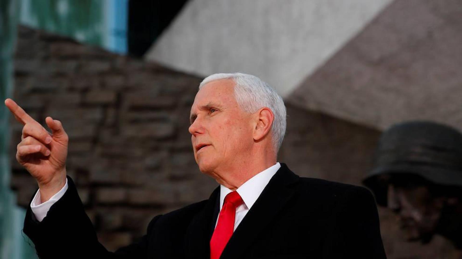 Mike Pence, en Varsovia, durante la conferencia sobre Oriente Medio.