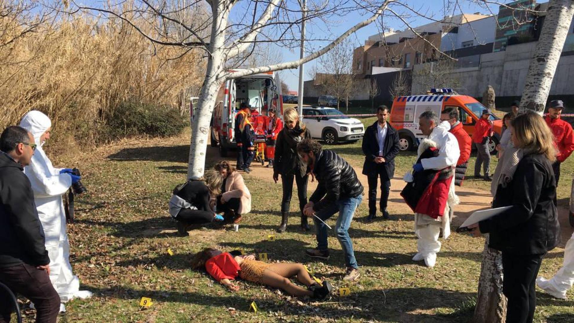 Imagen de una de las escenas rodadas en el parque del Queiles de Tudela.