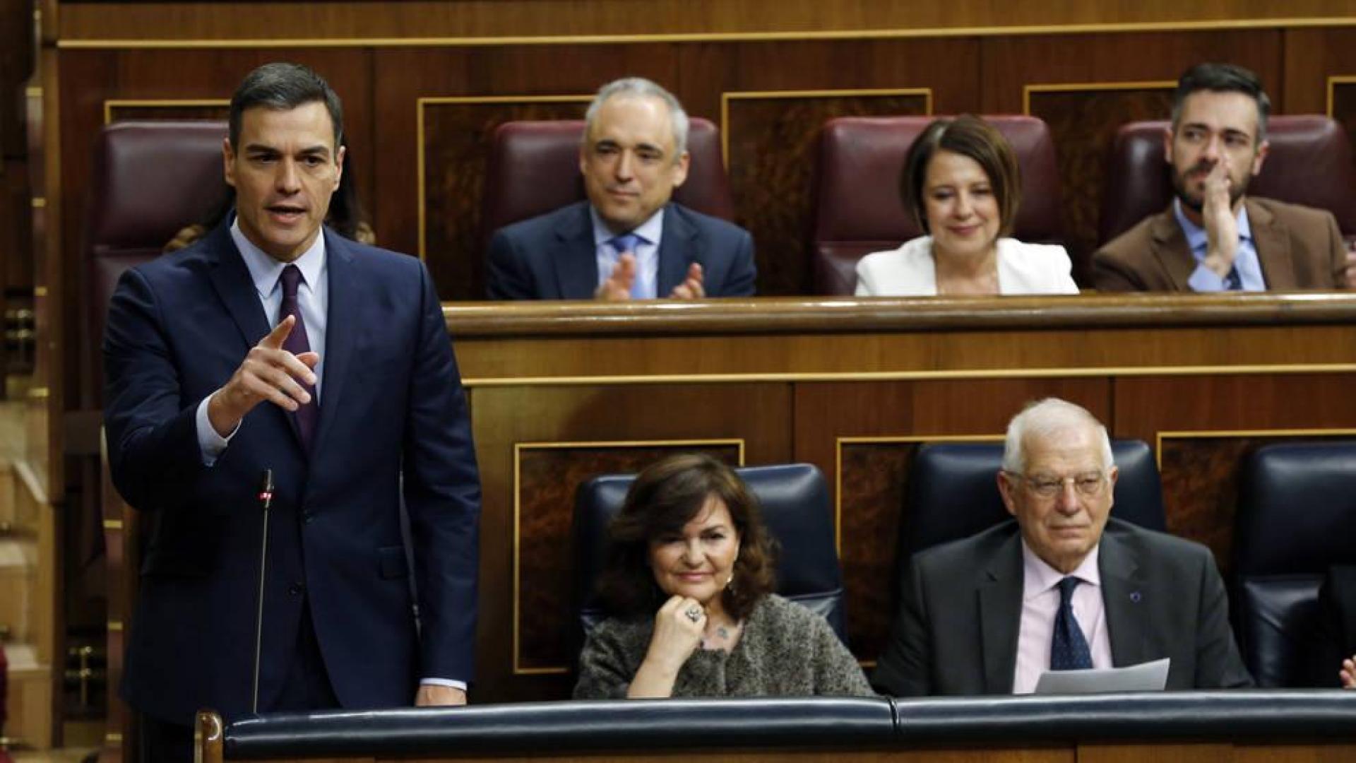 El presidente de Gobierno, Pedro Sánchez, interviene durante la sesión de control al Gobierno en el Congreso.
