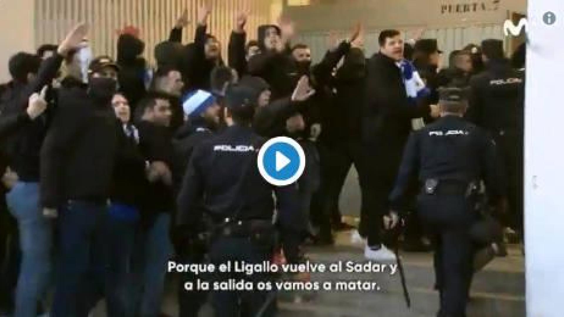 Los ultras del Zaragoza, a su llegada a El Sadar: "A la salida os vamos a matar"