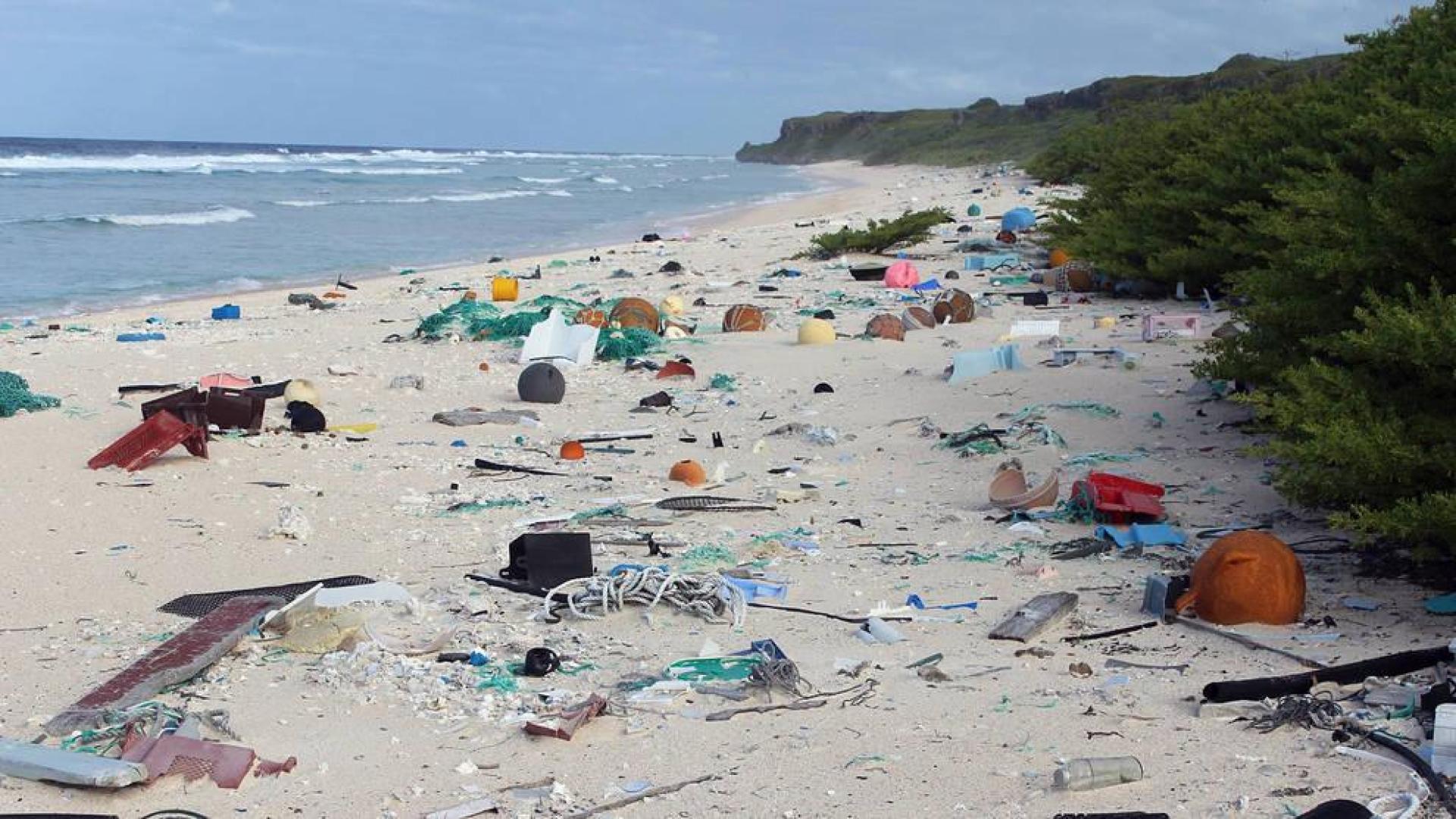 Isla Henderson, en el Pacífico Sur, plagada de restos de plástico.
