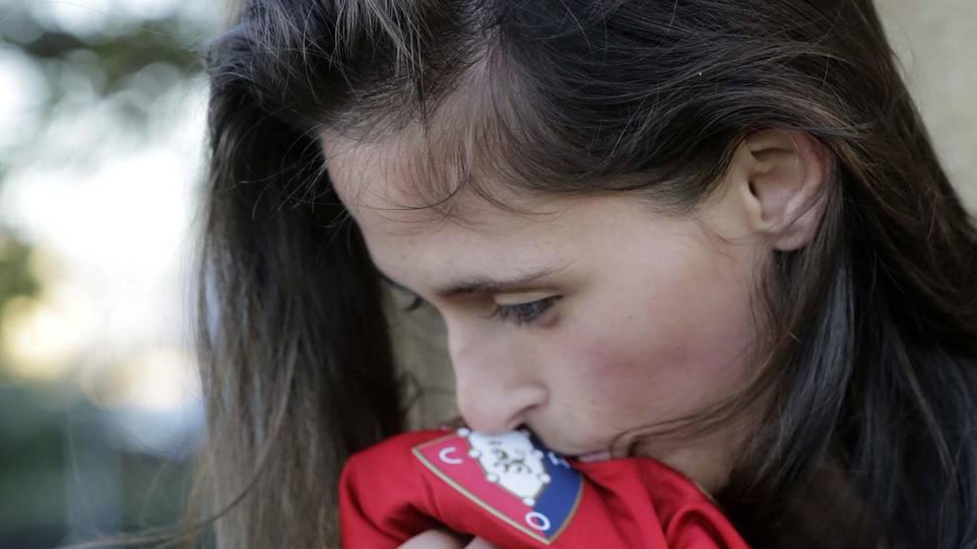 Lorena Herrera, este lunes por la tarde en Tajonar, antes del entrenamiento del equipo.
