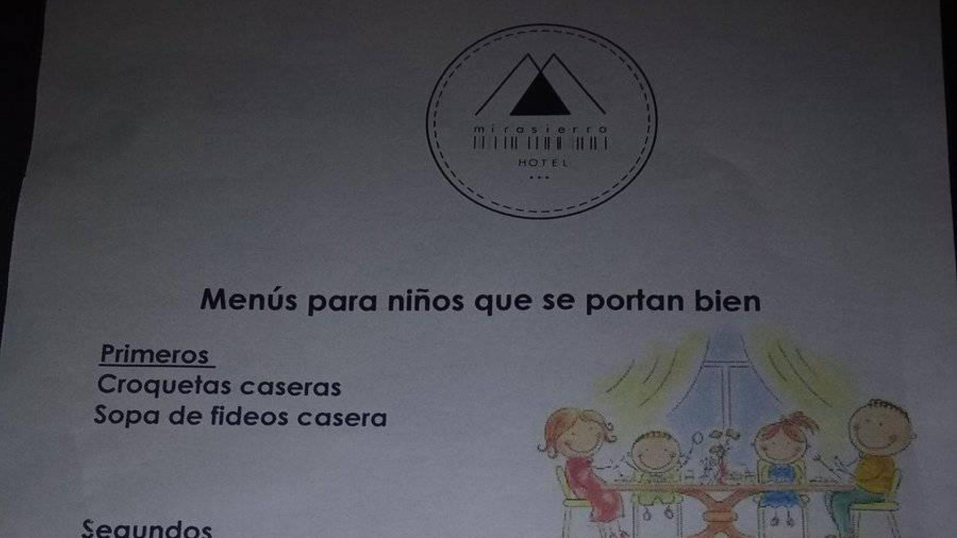 Un menú infantil de Segovia para "niños que se portan mal" y "niños que se portan bien"