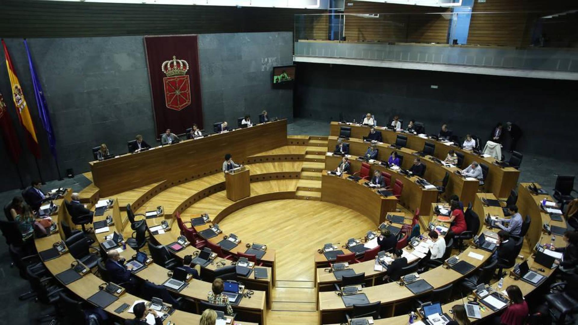 El hemiciclo del Parlamento de Navarra, durante una sesión plenaria.