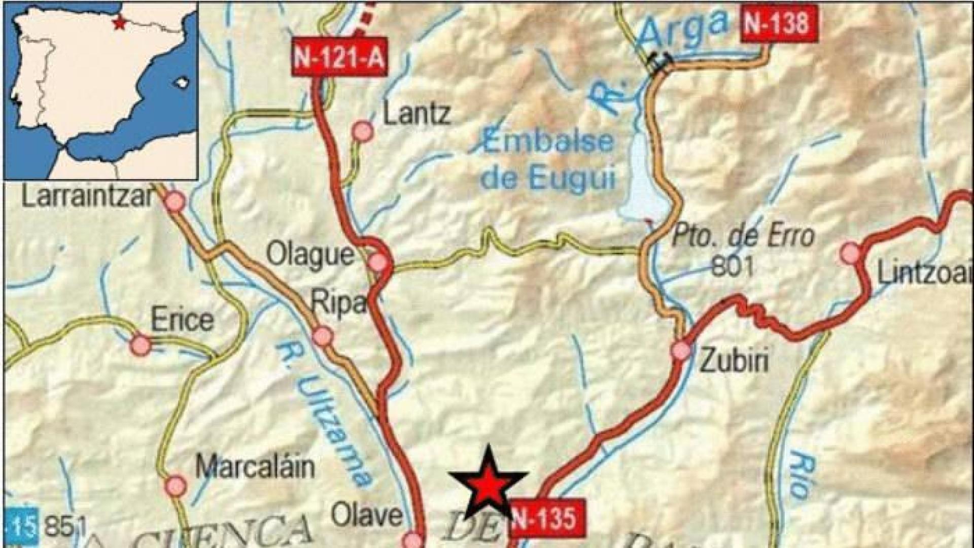 Olaibar registró un pequeño temblor este viernes por la noche