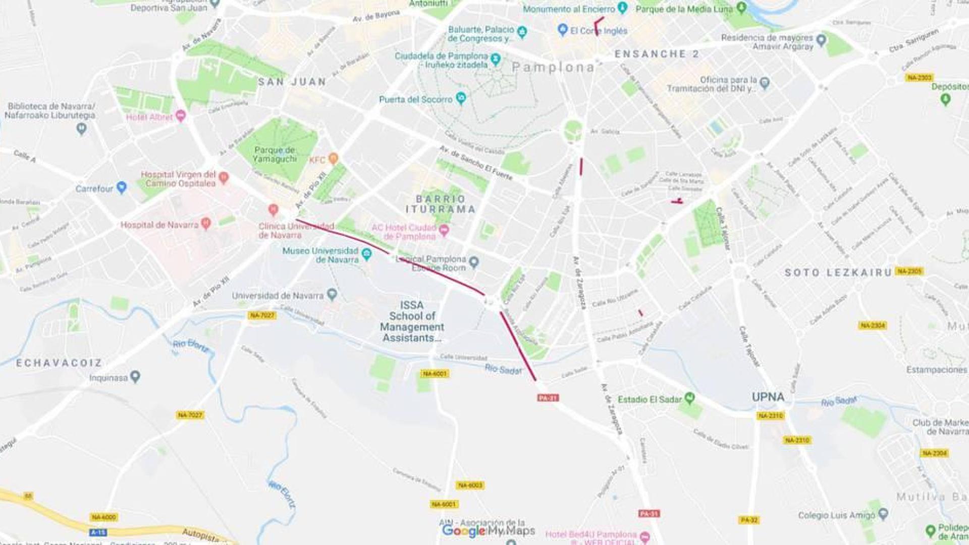Estos son los cortes de tráfico previstos para este lunes en Pamplona