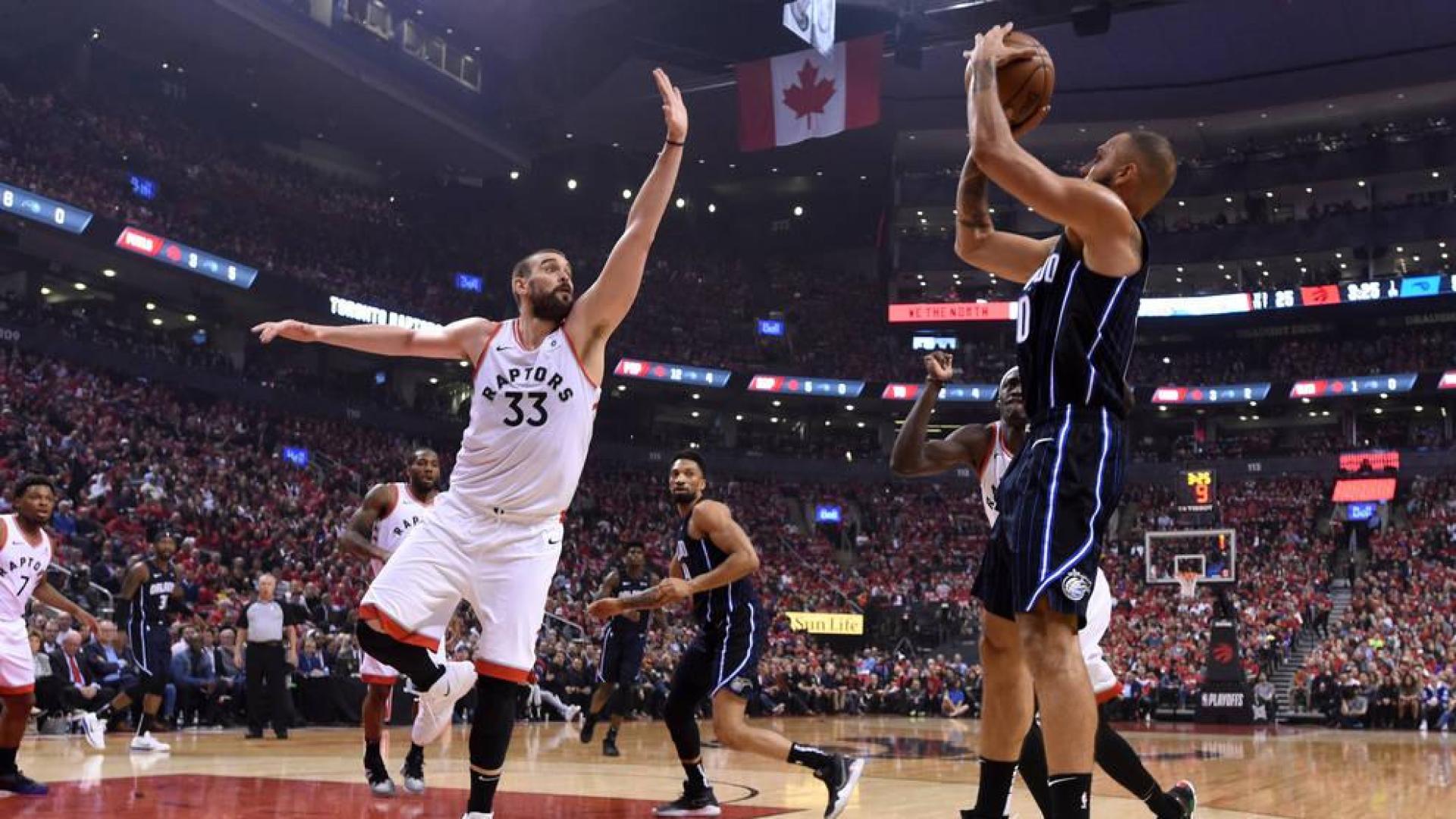 Marc Gasol, en el partido que enfrentó a Orlando Magic y Toronto Raptors