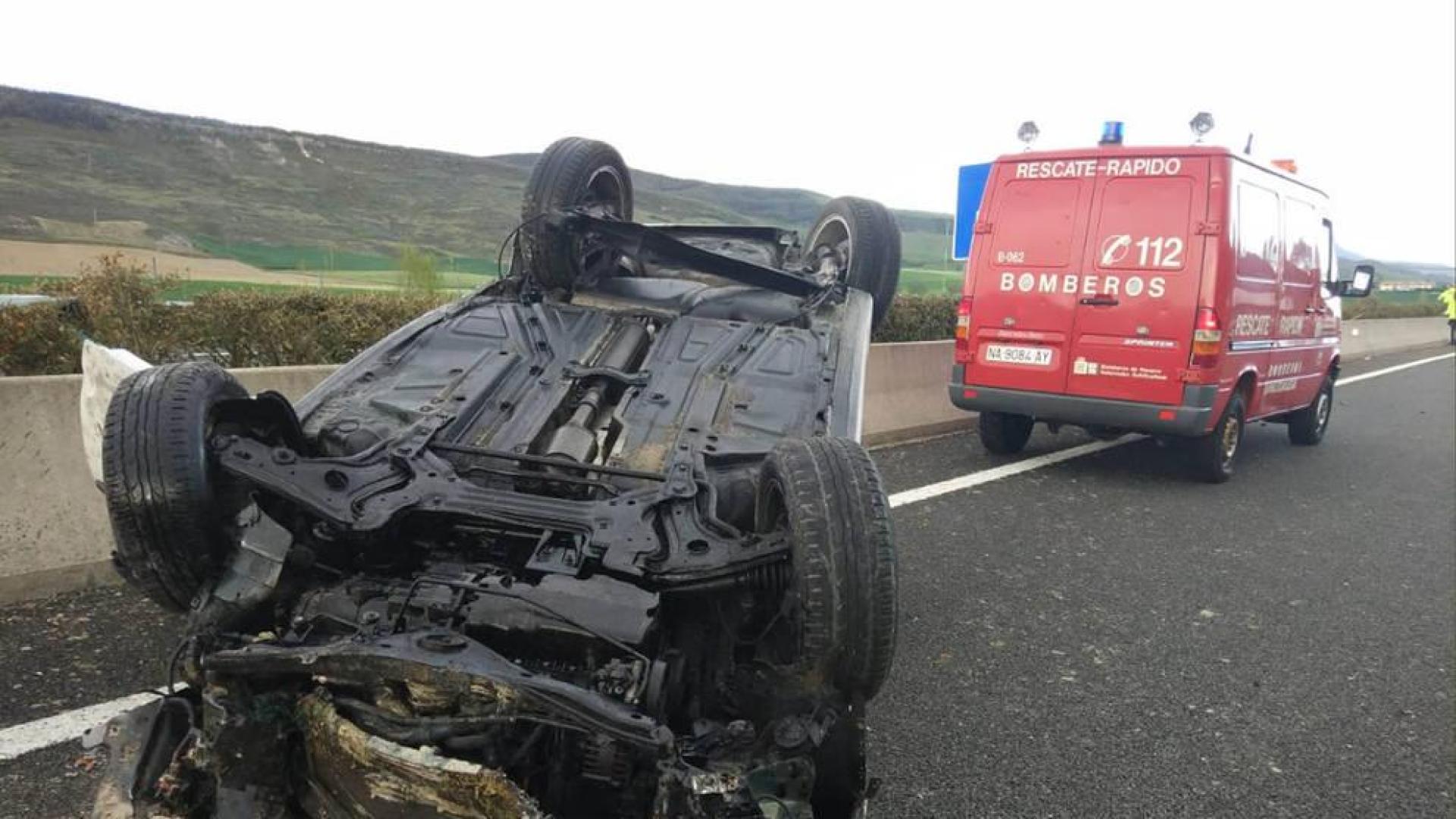 Un herido en un accidente de tráfico en la autovía del Pirineo, a la altura de Zulueta
