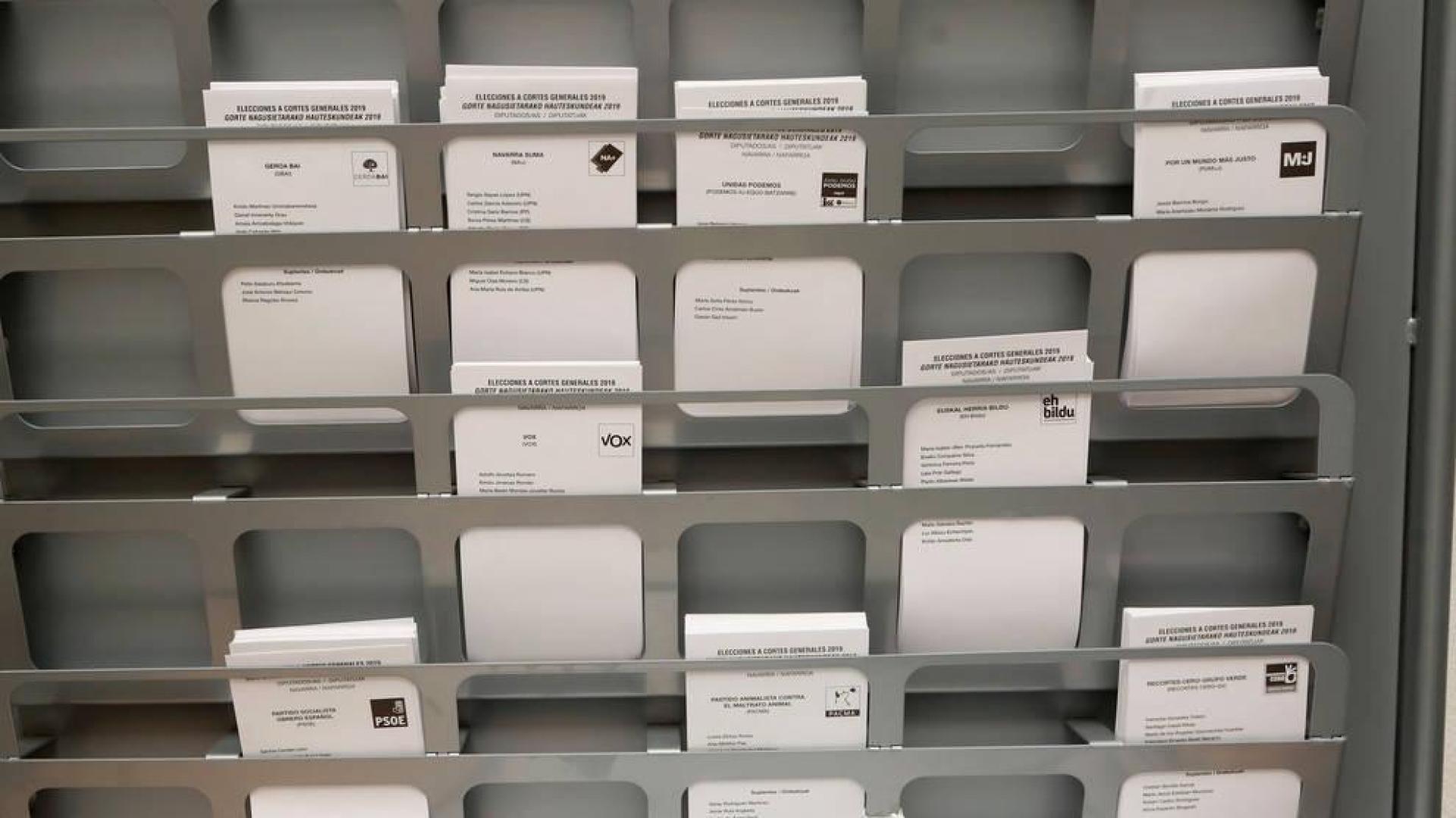 Papeletas de votos para las elecciones del 28A
