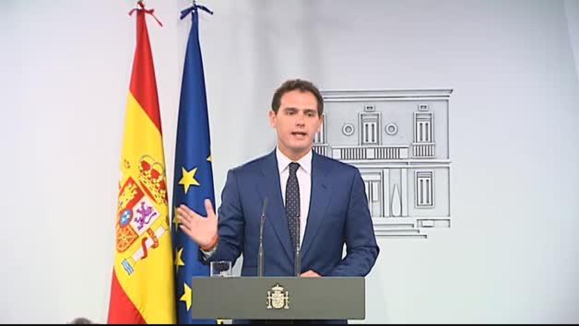 Rivera dice que hará una oposición "firme" pero "leal a los españoles y con sentido de Estado"