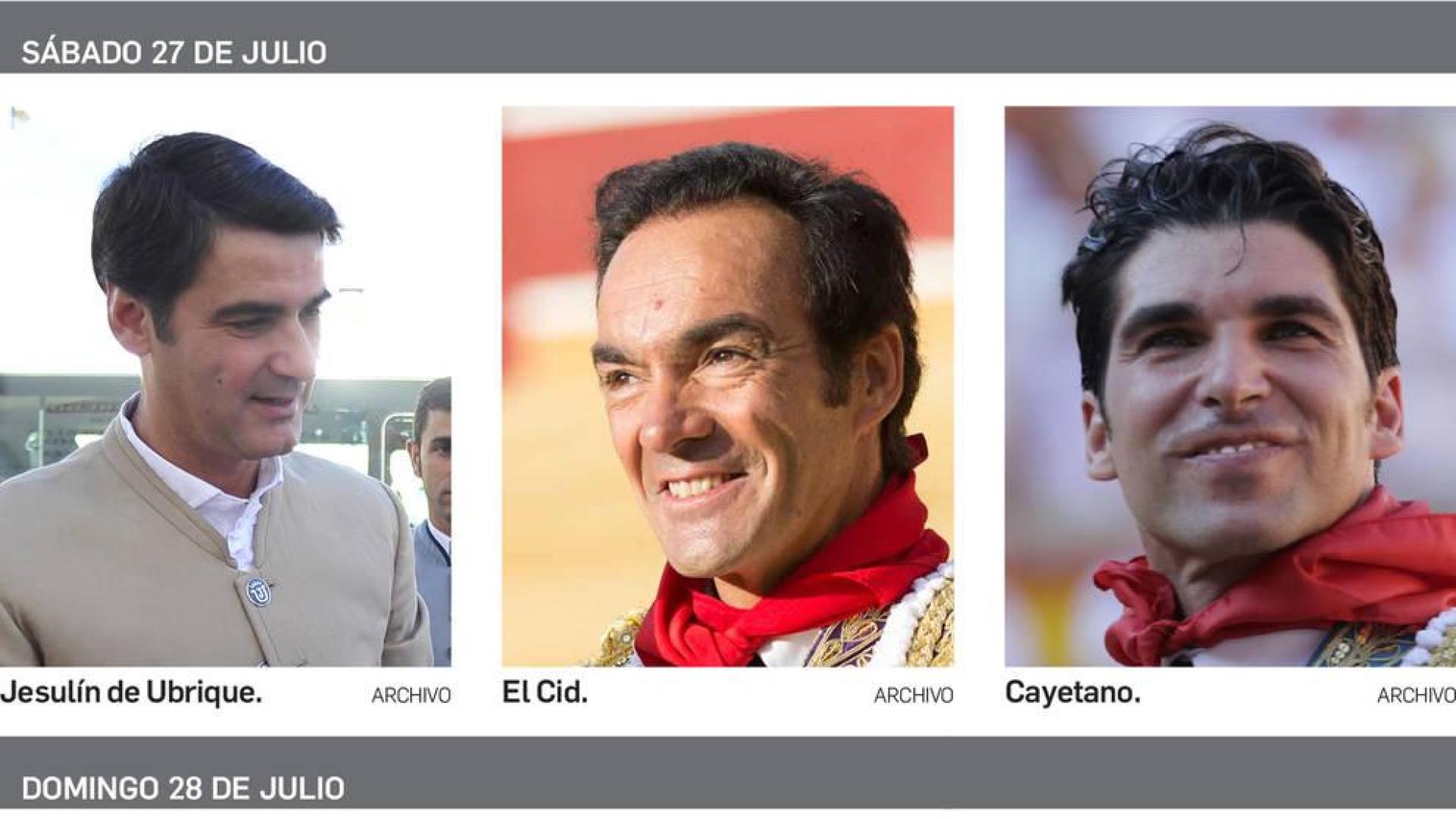 Jesulín, El Cid, Cayetano, Castella y Toñete torearán en la feria de Tudela