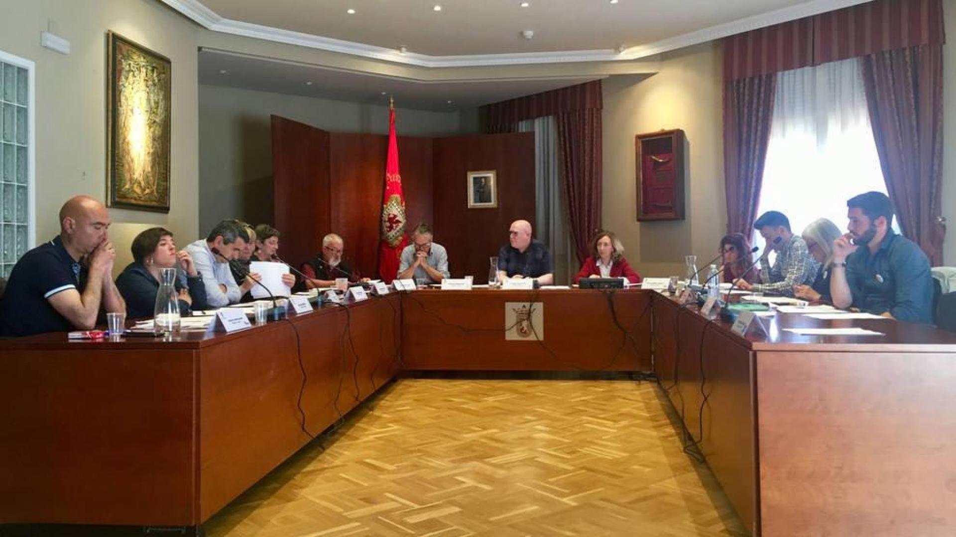 Un momento de la sesión celebrada ayer en el salón de plenos. Se despidió, entre aplausos, Juan Mª Feliu (EH Bildu), en la imagen sexto desde la izquierda.
