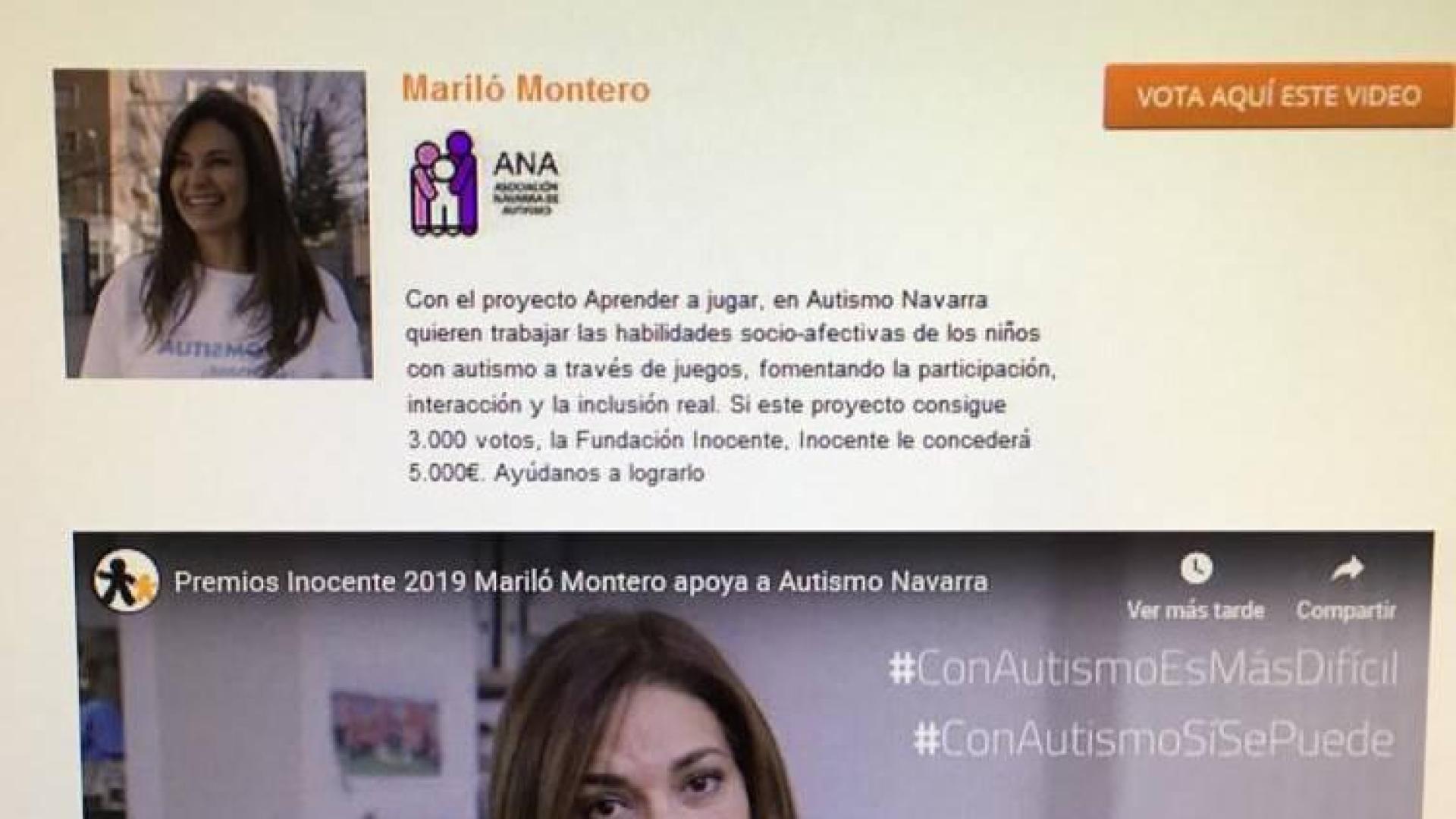 ANA recibe 20.000 euros de la Fundación Inocente por un vídeo con Mariló Montero