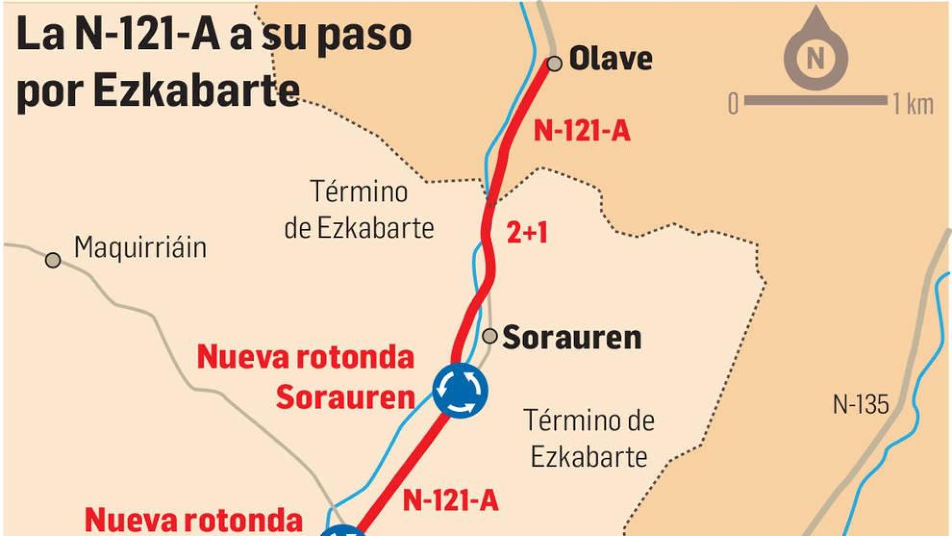 El valle de Ezcabarte pide que la nueva N-121 sea más urbana en su término