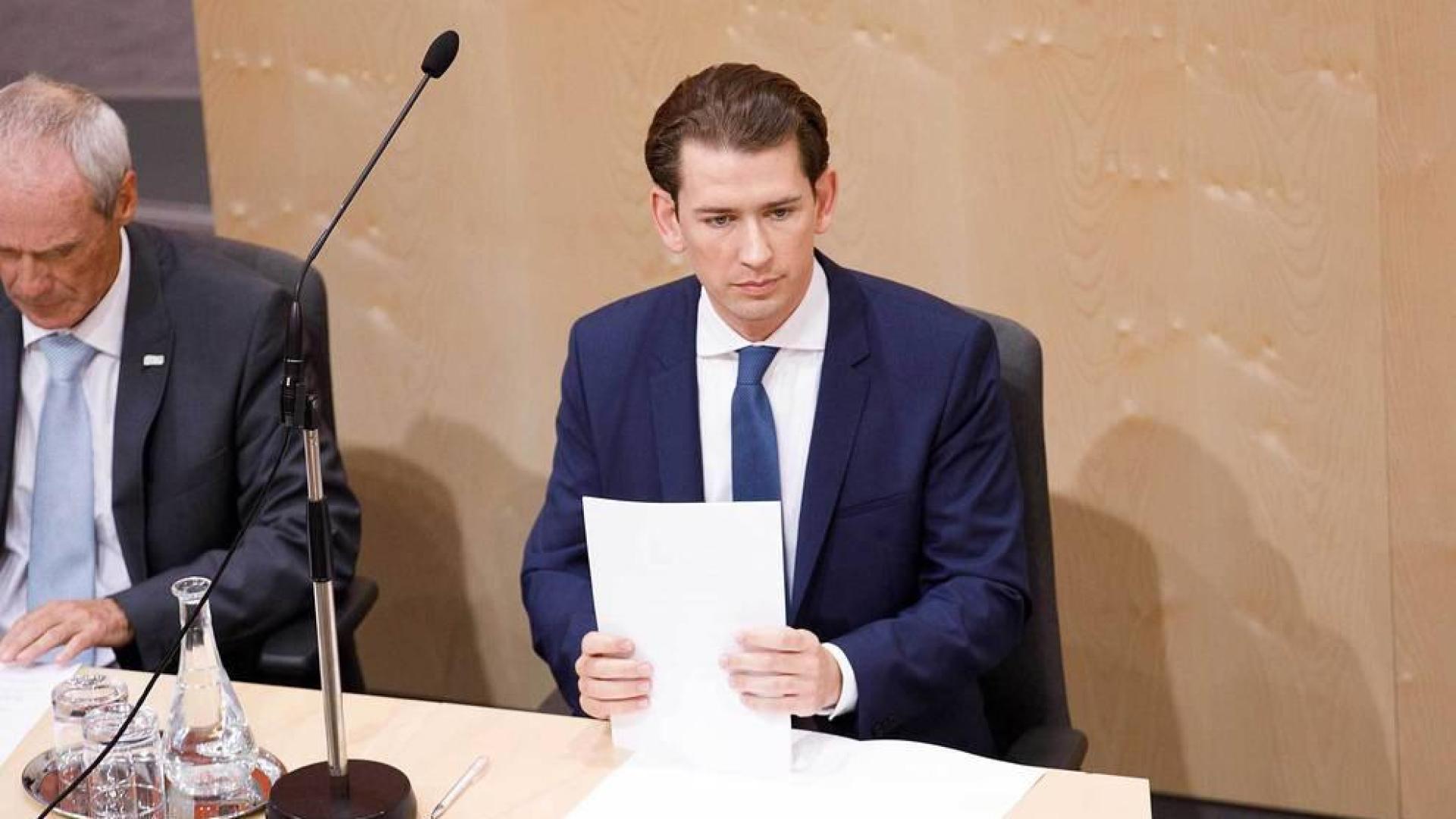 El canciller austriaco Sebastian Kurz, en la sesión especial del Parlamento.
