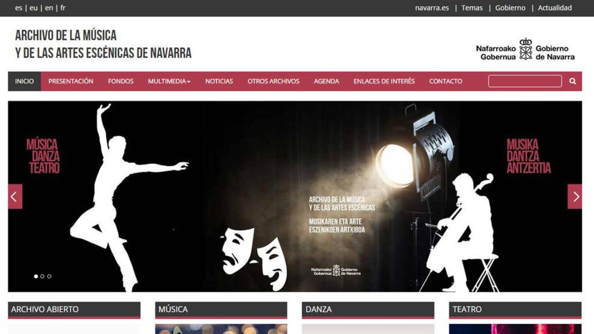 Nueva web del Archivo de la Música y de las Artes Escénicas de Navarra