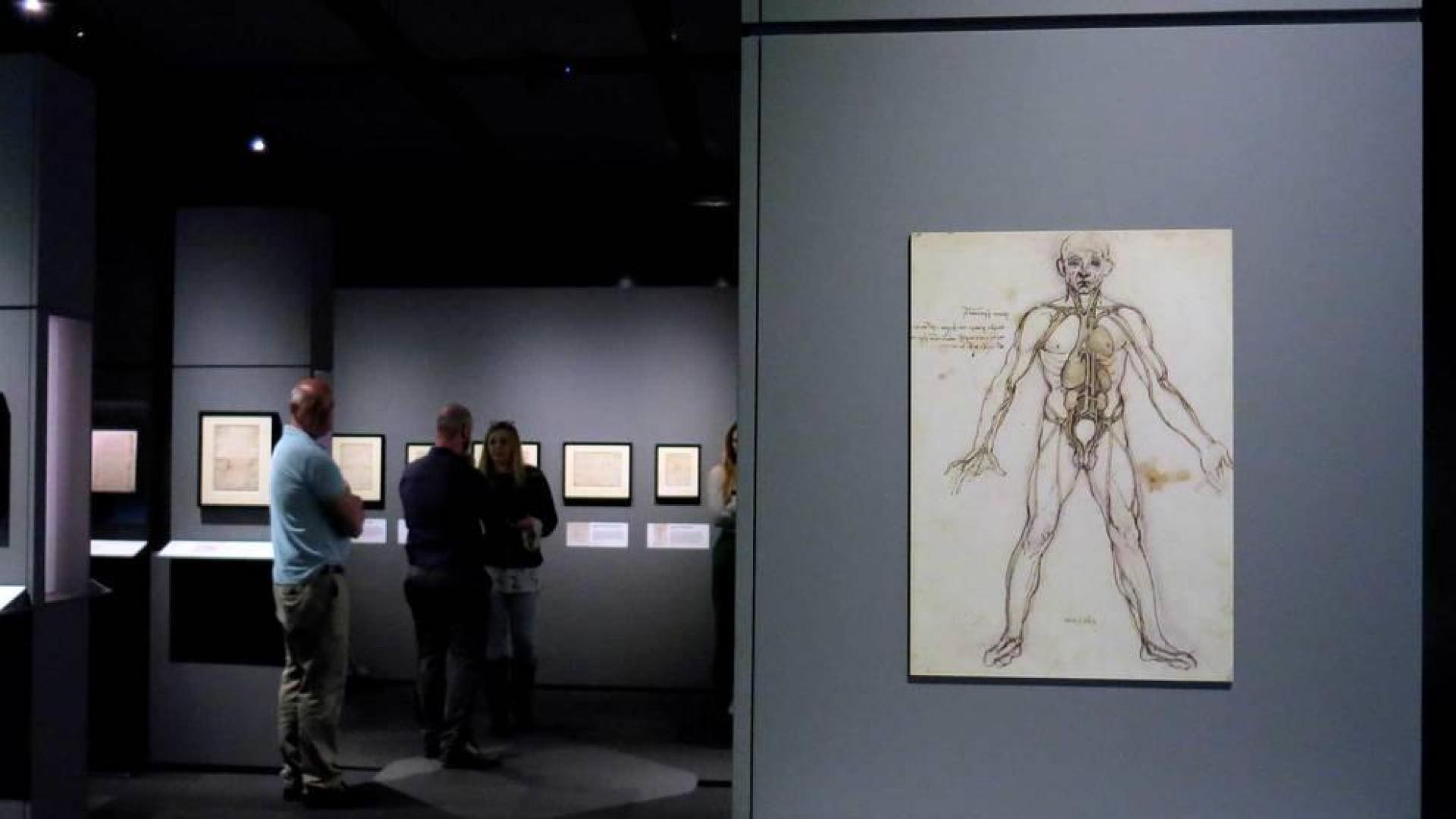 Sala dedicada a la muestra de los códices en los que Leonardo da Vinci reflexionaba sobre el movimiento, en la nueva exposición de la Biblioteca Británica de Londres.