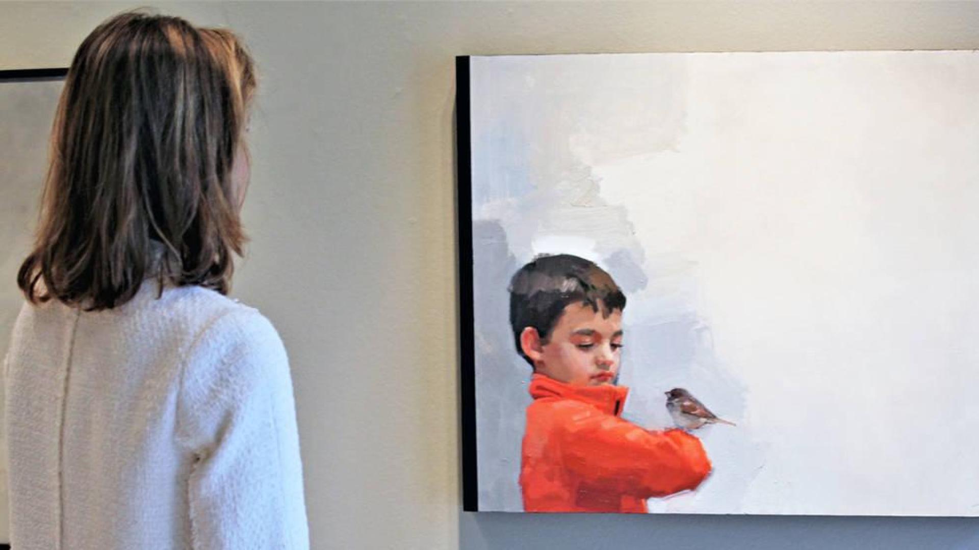 Niño y gorrión, otra obra de Carlos Tárdez.