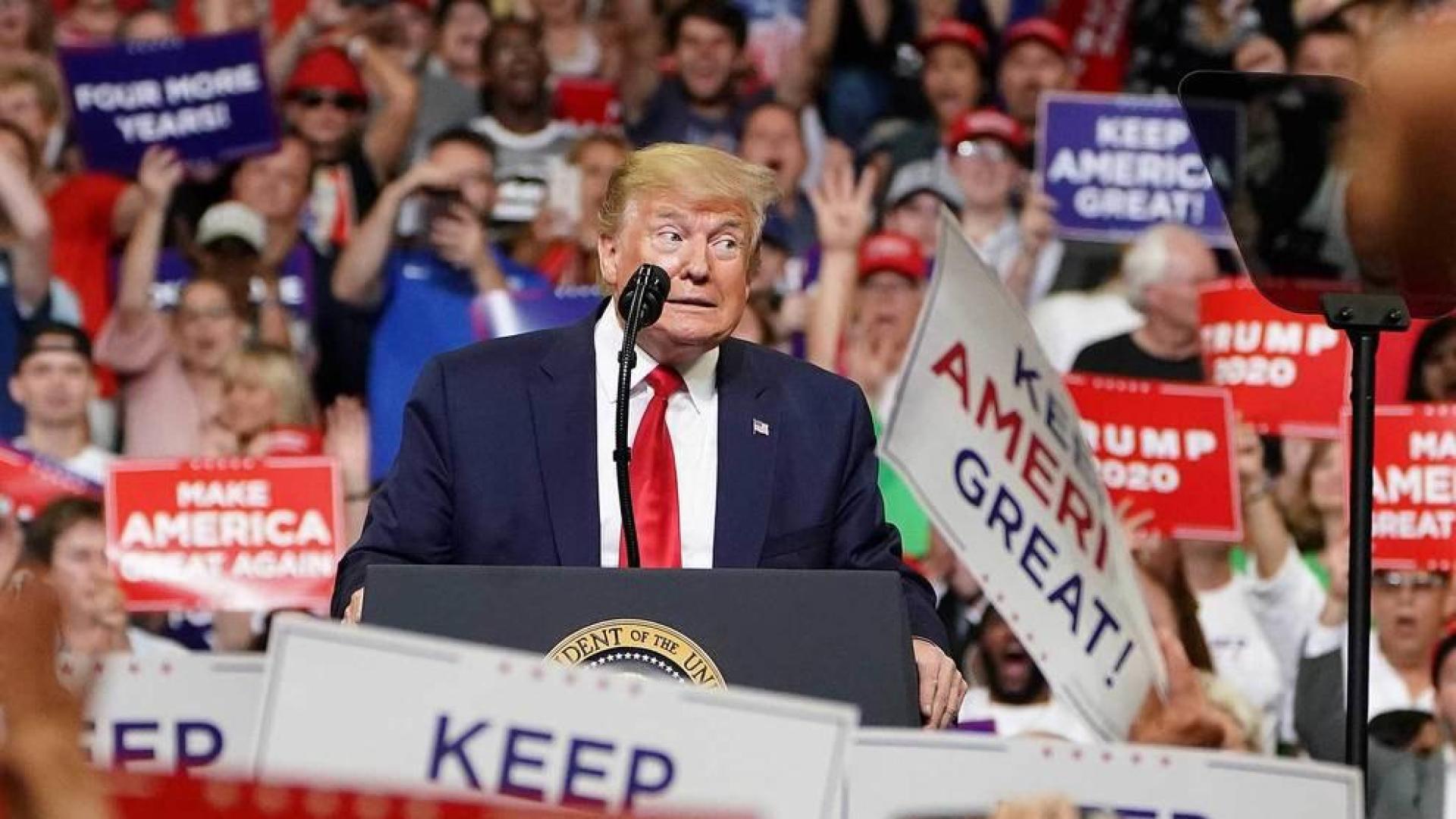 Trump, en el inicio de su campaña en el Amway Center de Orlando, Florida.