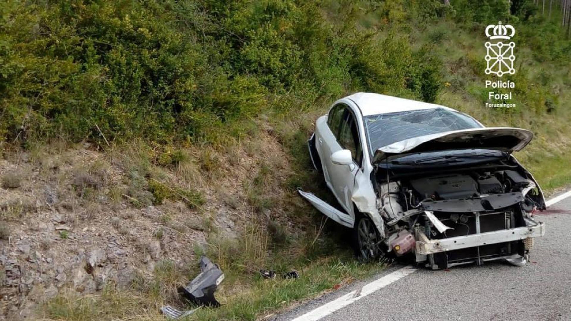 Imagen de un accidente atendido por la Policía Foral.