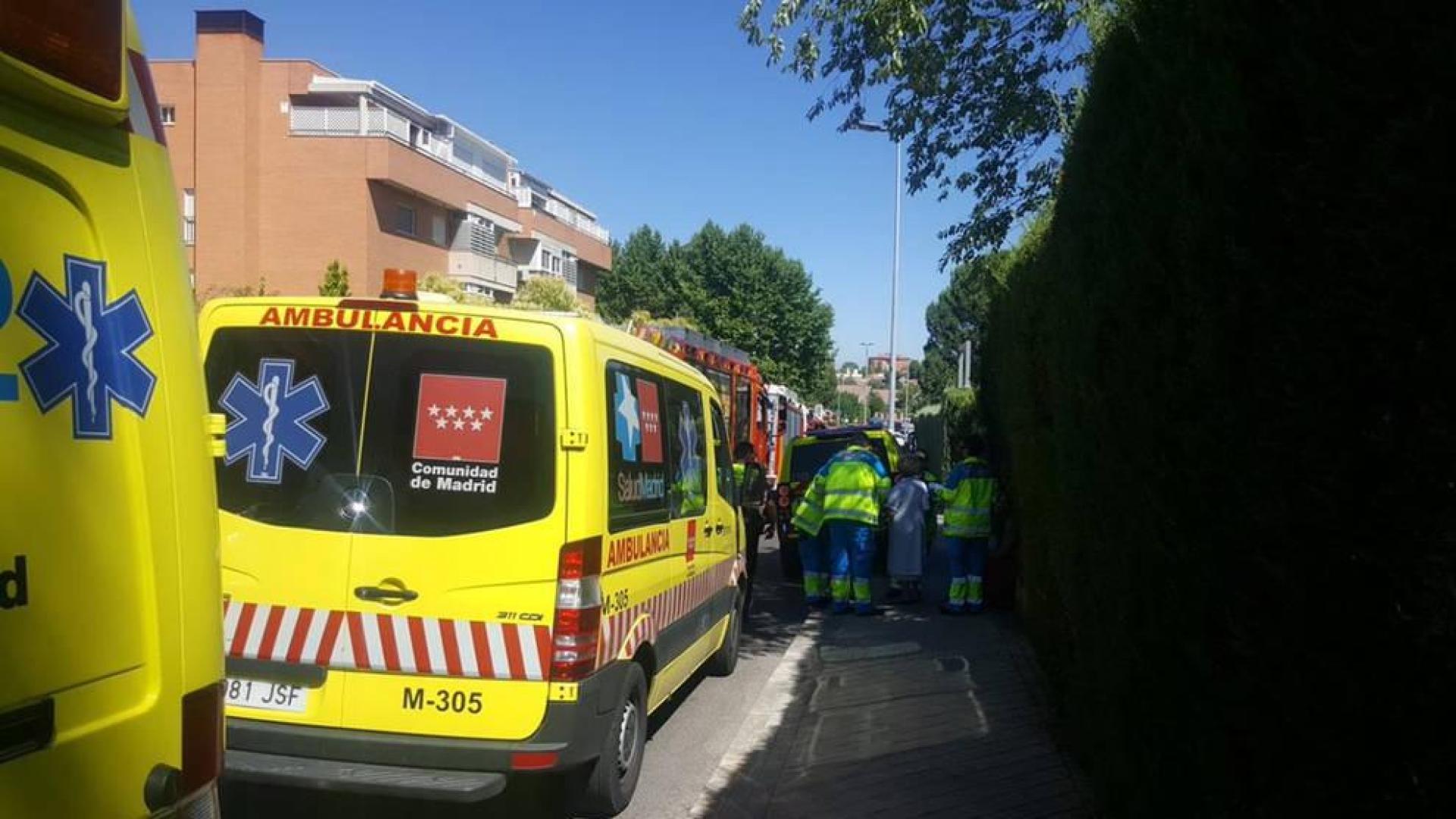 Ambulancias en el lugar del incendio en Rivas Vaciamadrid.