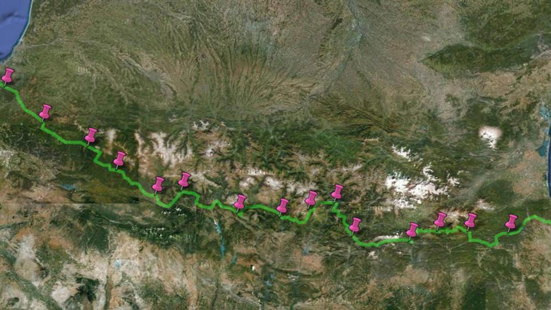 Recorrido de la Transpirenaica.