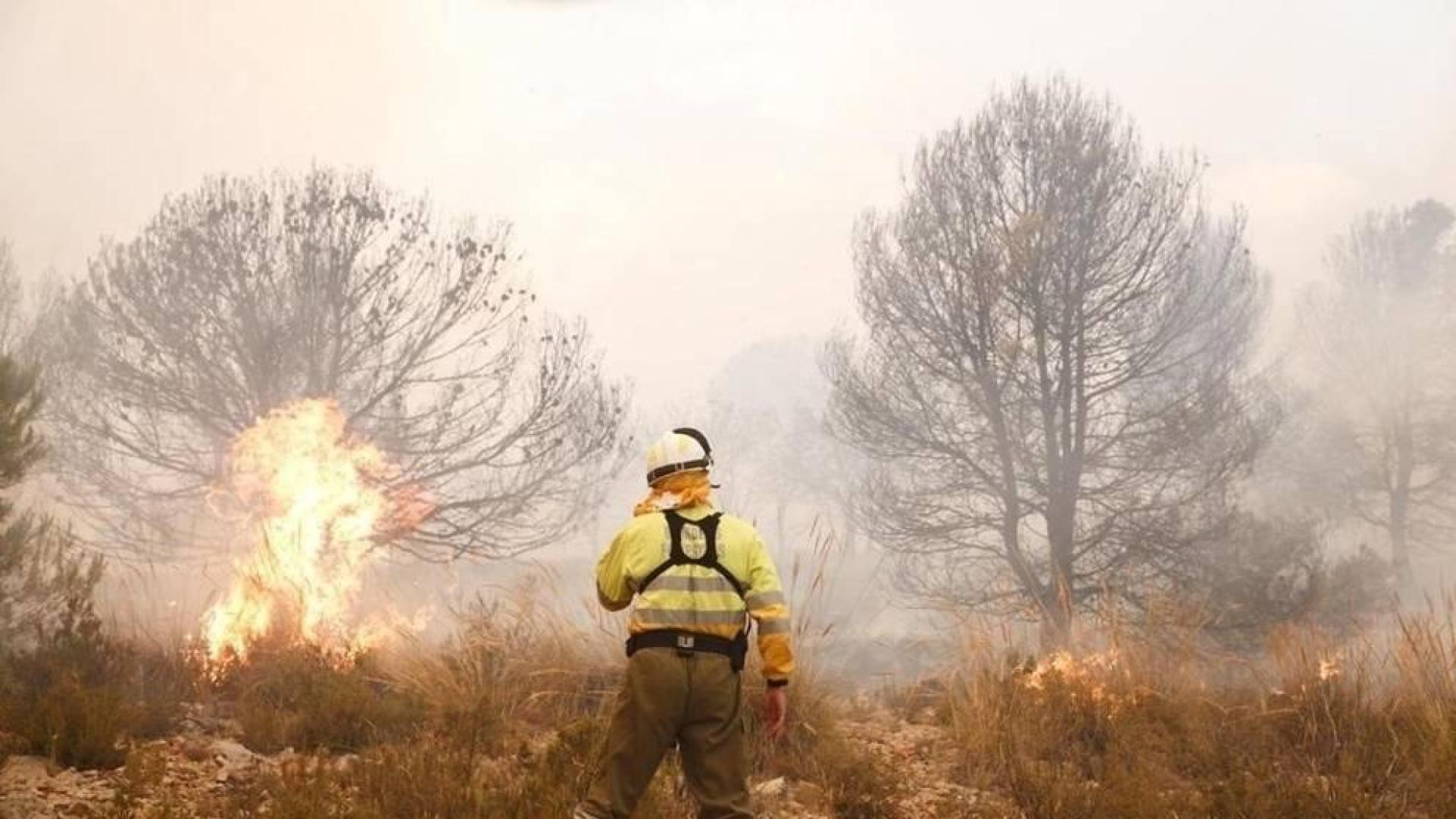 Medios aéreos se incorporan al incendio de Beneixama, con evolución favorable