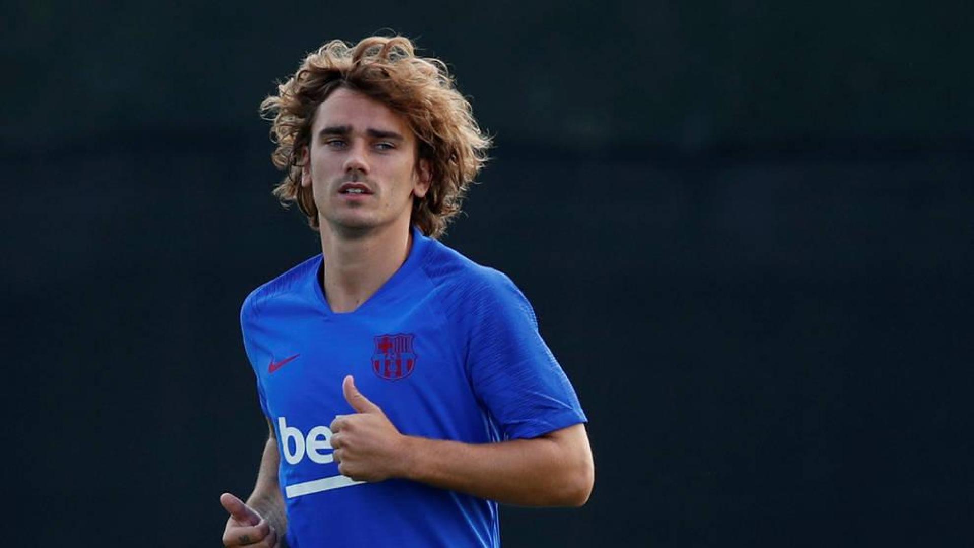 El francés Antoine Griezmann durante el primer entrenamiento del FC Barcelona