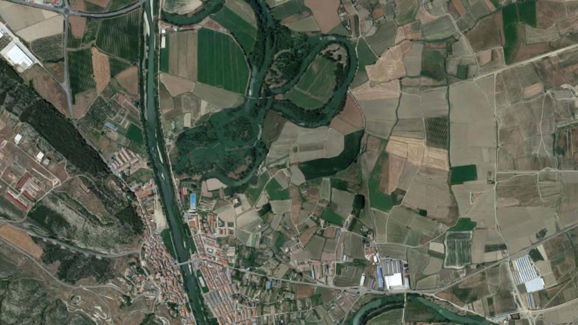 Vista aérea de Funes y sus alrededores.