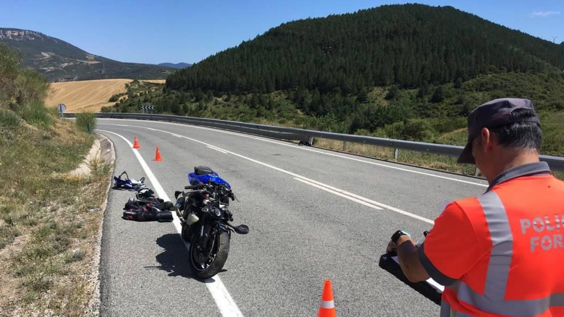 Lugar en el que se ha producido el accidente del motorista en Aibar