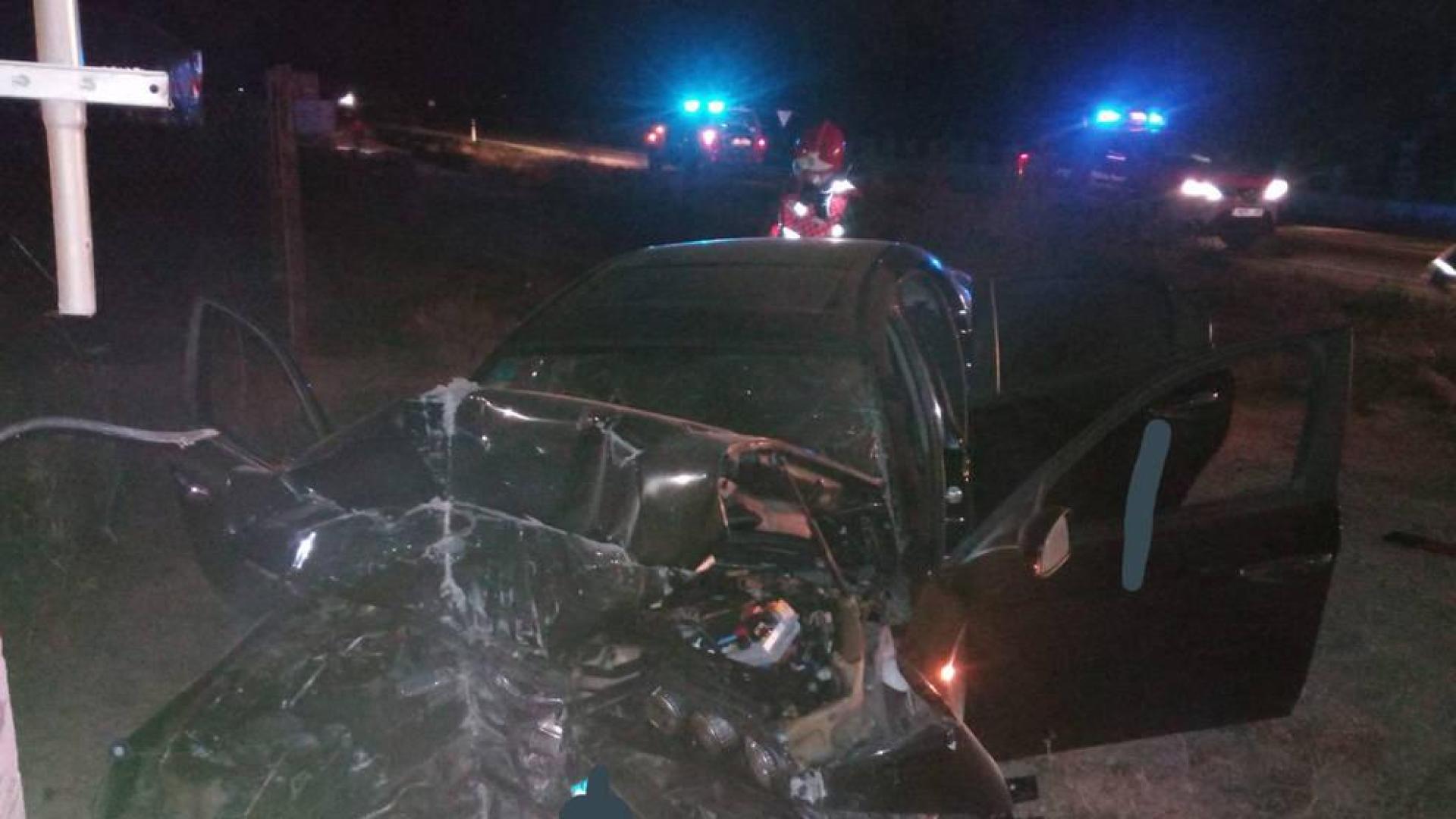 Estado en el que ha quedado el coche del joven tras el accidente en Caparroso.