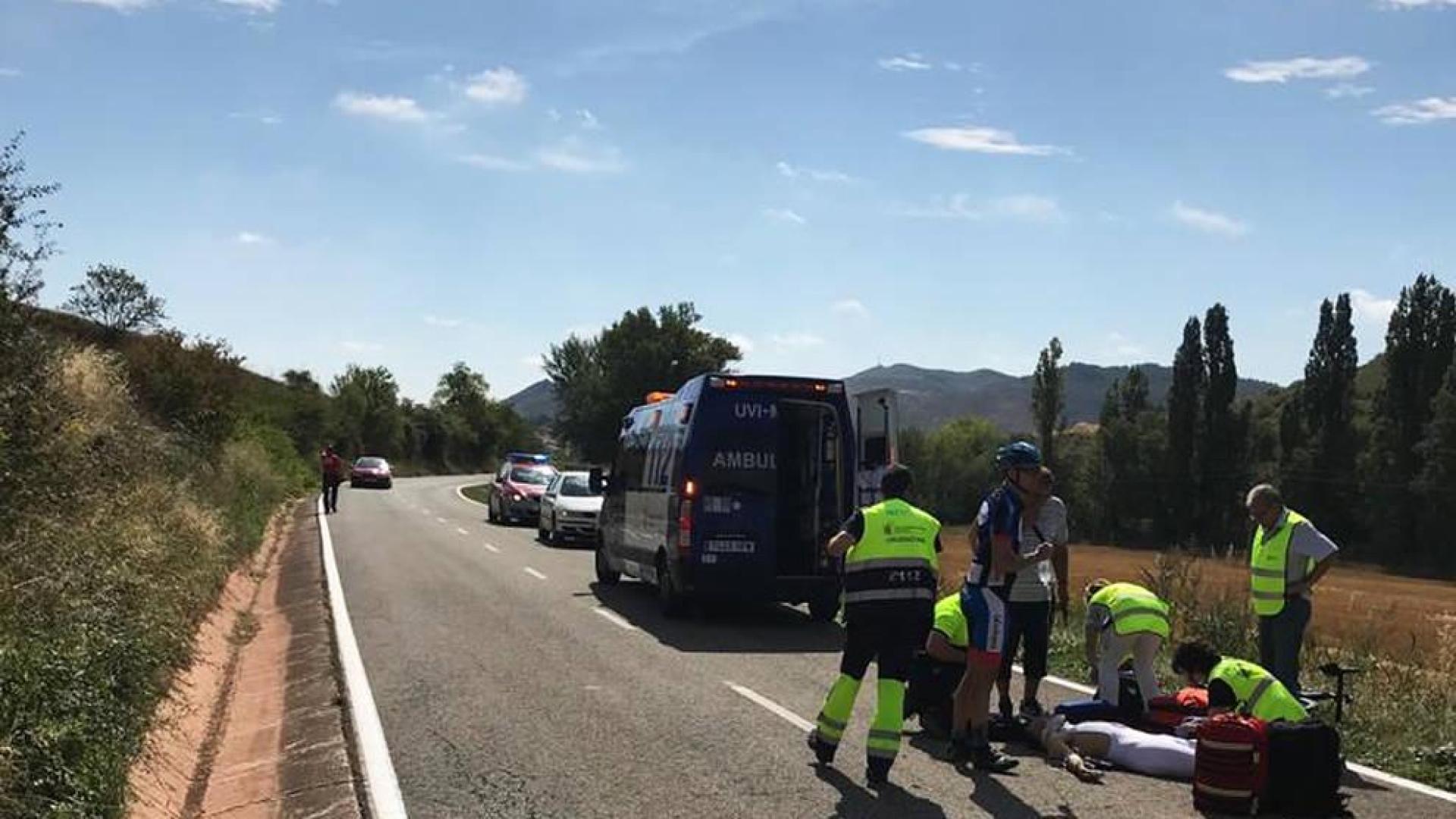 Herido grave un ciclista tras sufrir una caída entre Azuelo y Espronceda