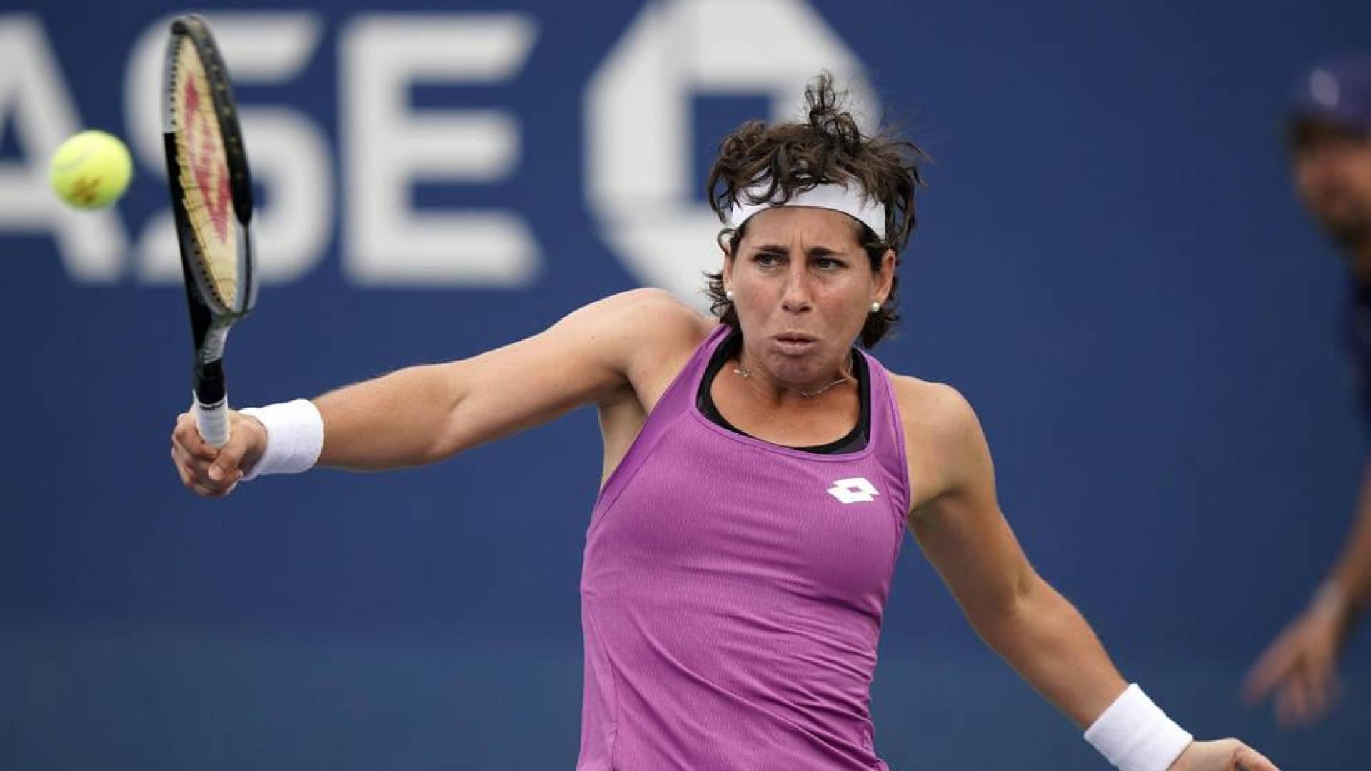 Carla Suárez, durante un partido contra Timea babos.