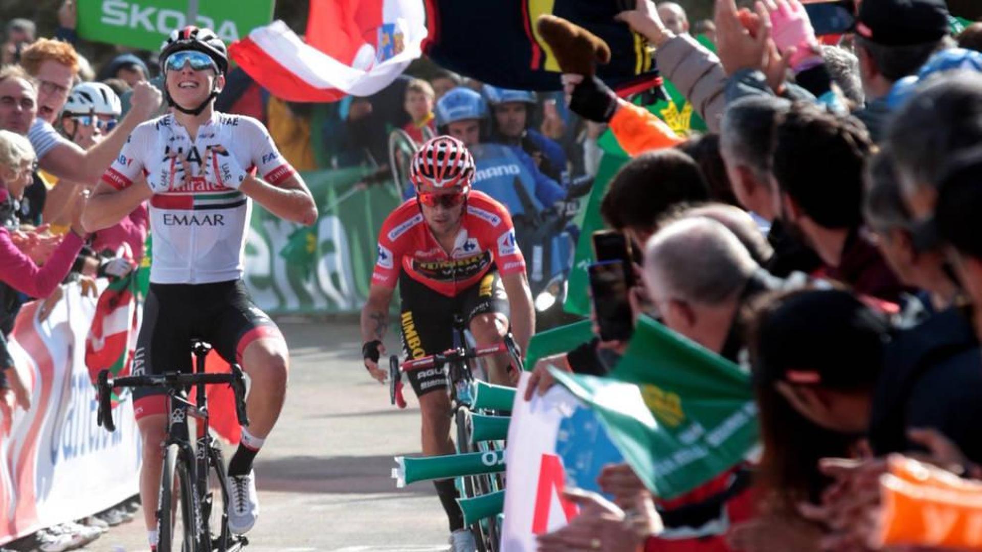 Pogacar se impone en Los Machucos y Roglic es más líder