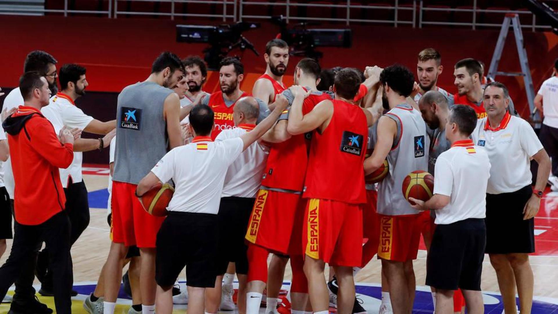 Entrenamiento de la selección española de baloncesto en Pekín
