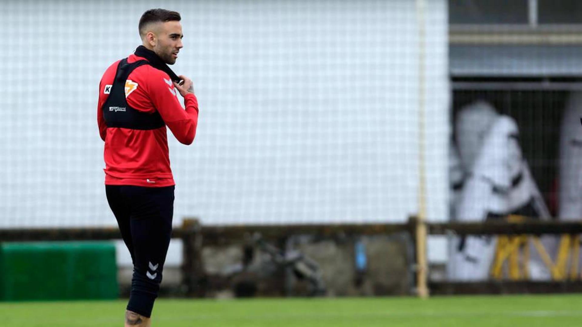 Rober Ibáñez, en un entrenamiento en Tajonar.