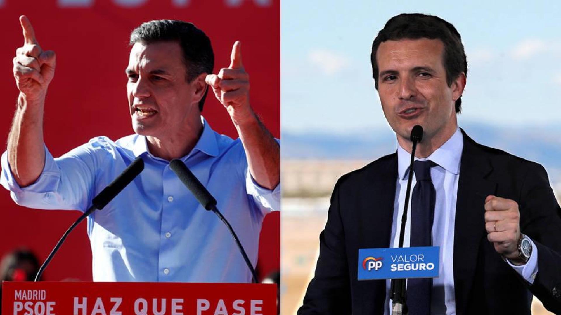 Sánchez y Casado hacen su última llamada al voto para liderar los dos bloques