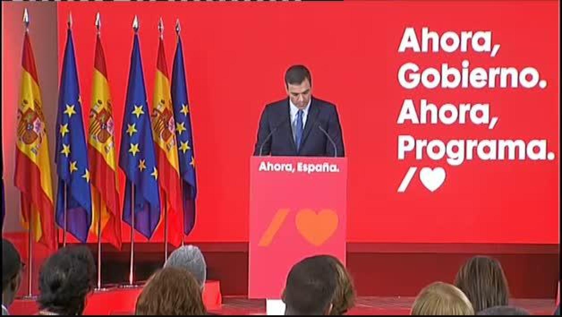Pedro Sánchez presenta este lunes el programa electoral del PSOE para las próximas elecciones